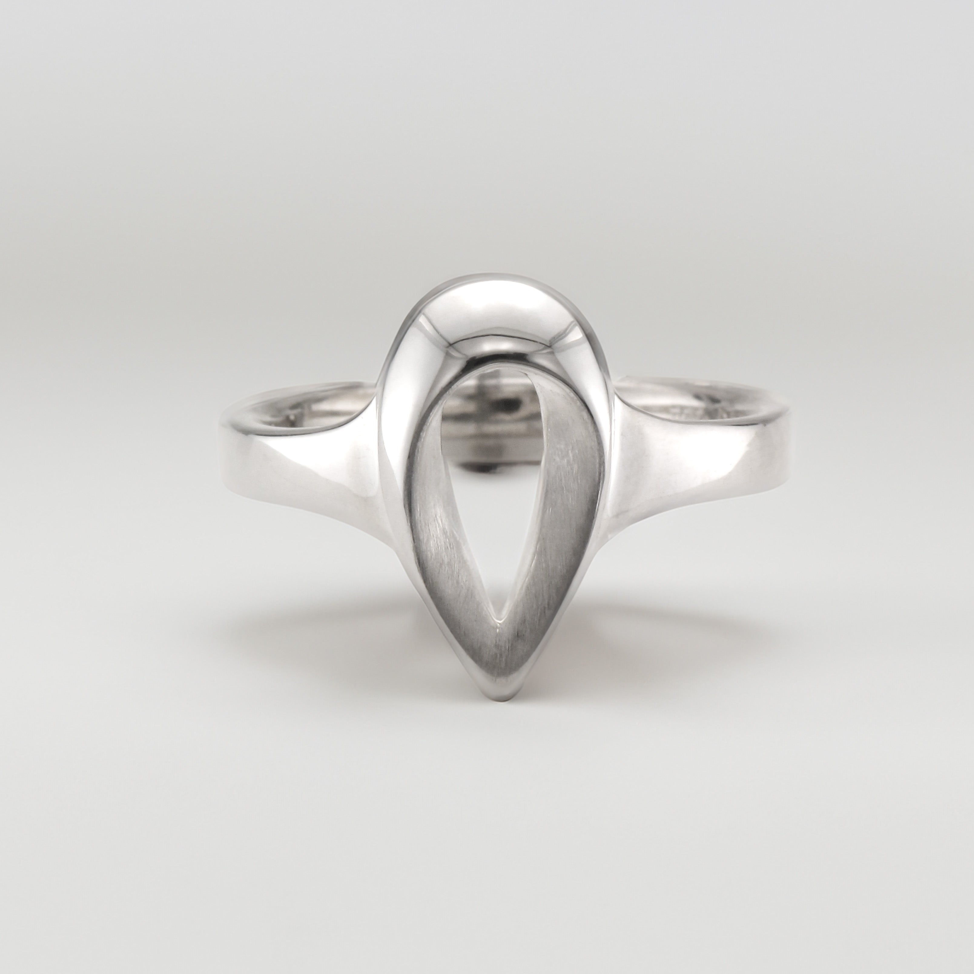 Sterling Silver Satin & Polish Open Tear Ring