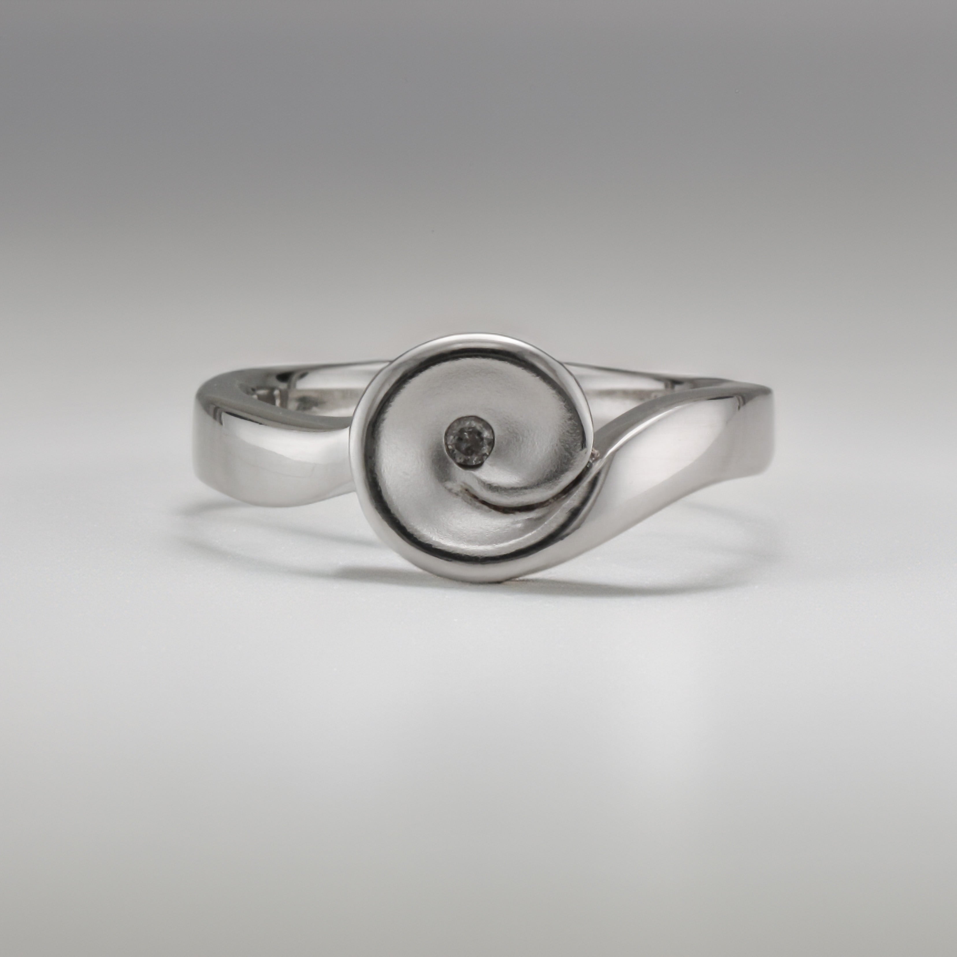 Silver Diamond Curl Ring