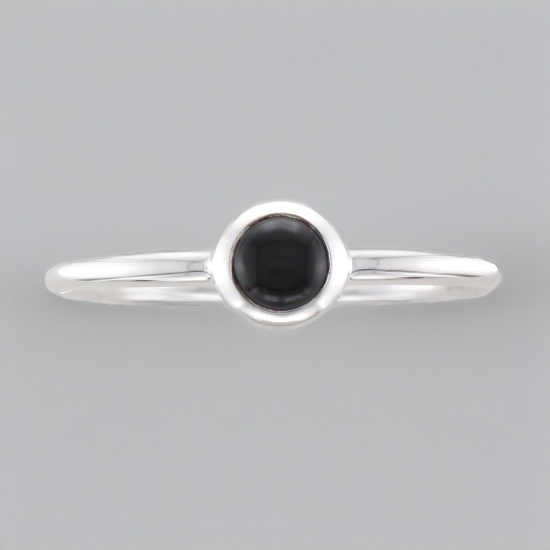 Silver Orbit Onyx Ring