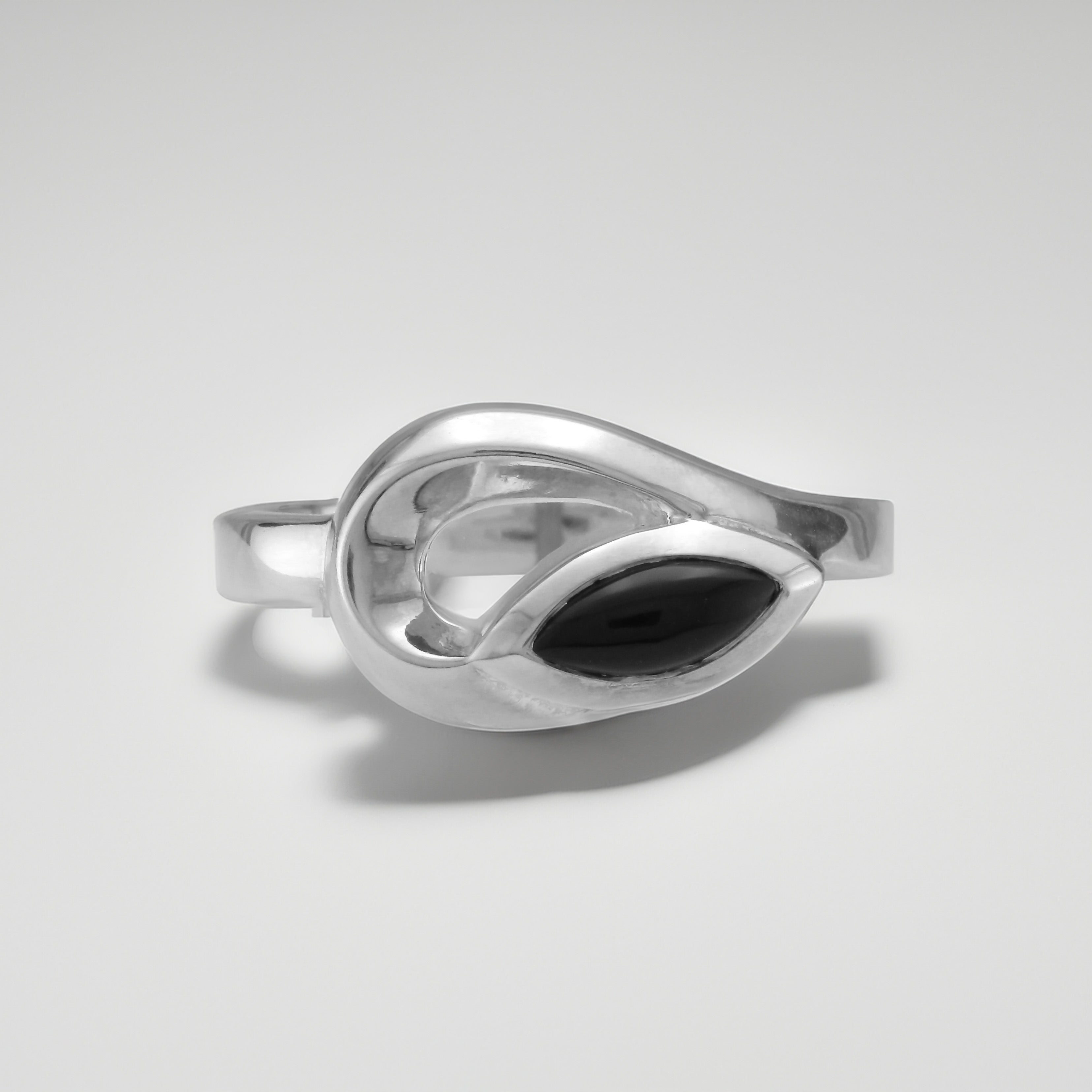 Sterling Silver and Black Onyx Loop Curl Ring