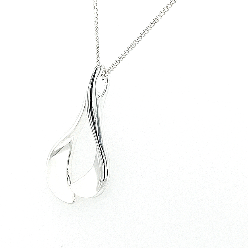 Silver Fucshia Pendant & Chain