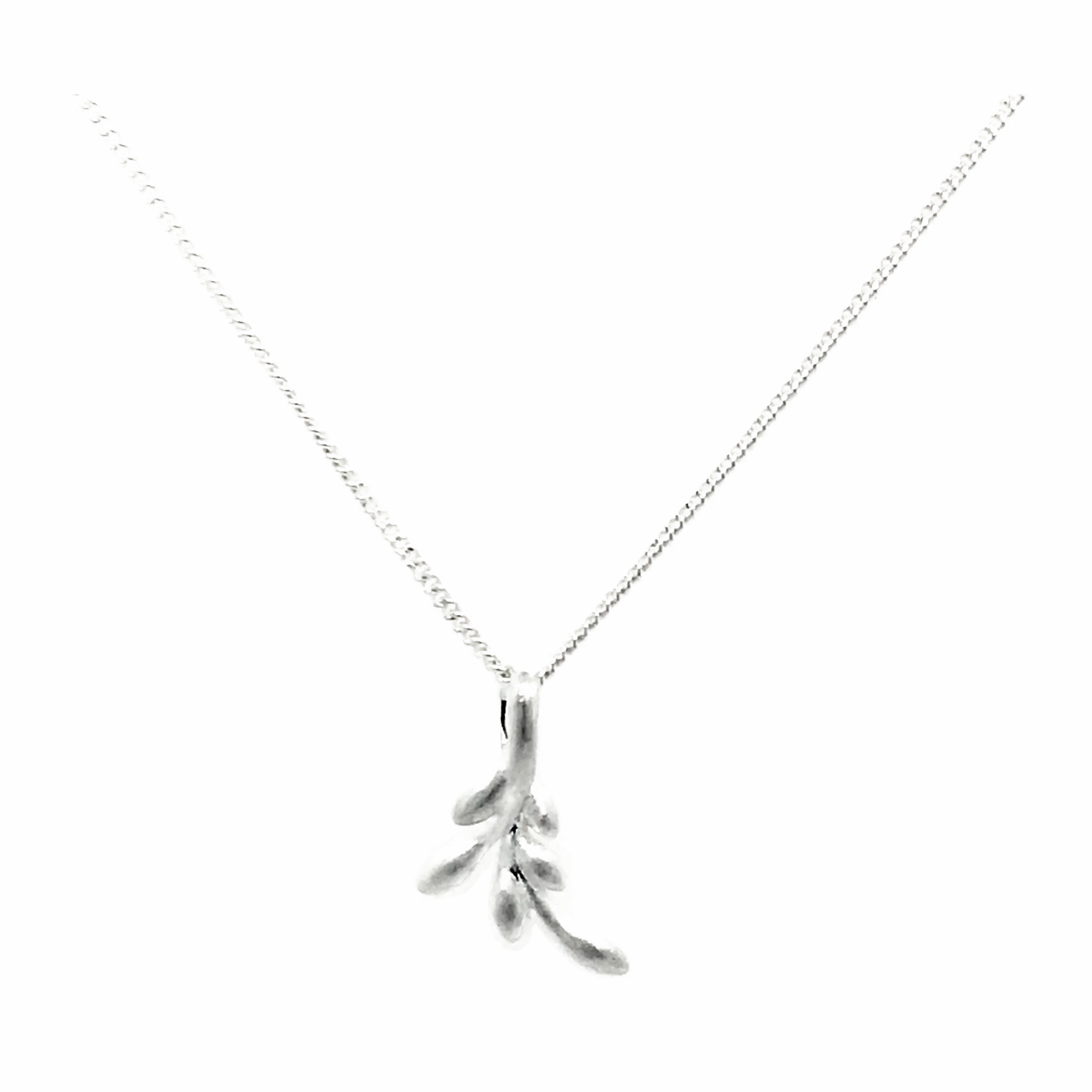 Sterling Silver Branch Twig Pendant Necklace