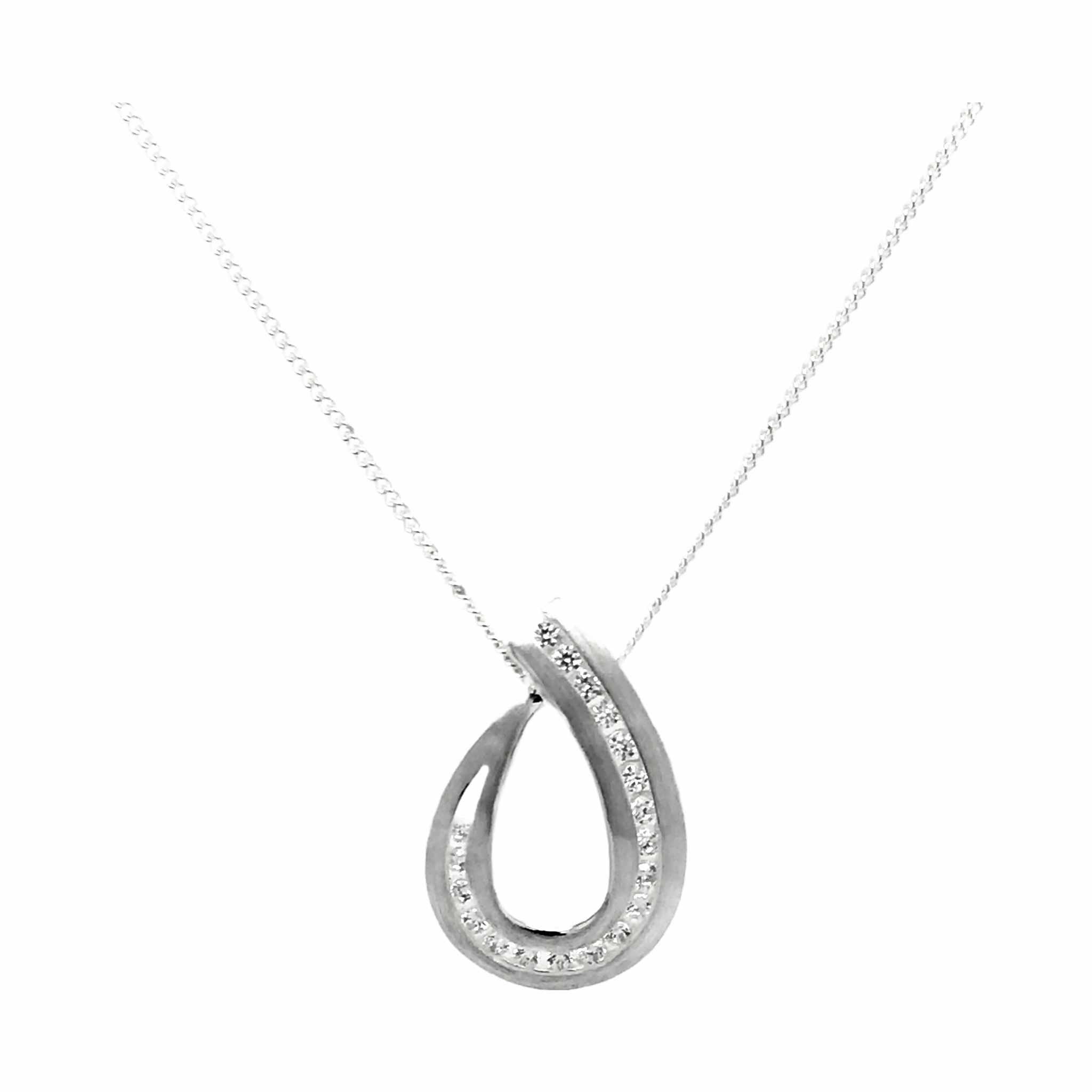 Silver Lyra Zircon Pendant & Chain