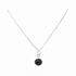 Silver Round Black Onyx Pendant on Chain