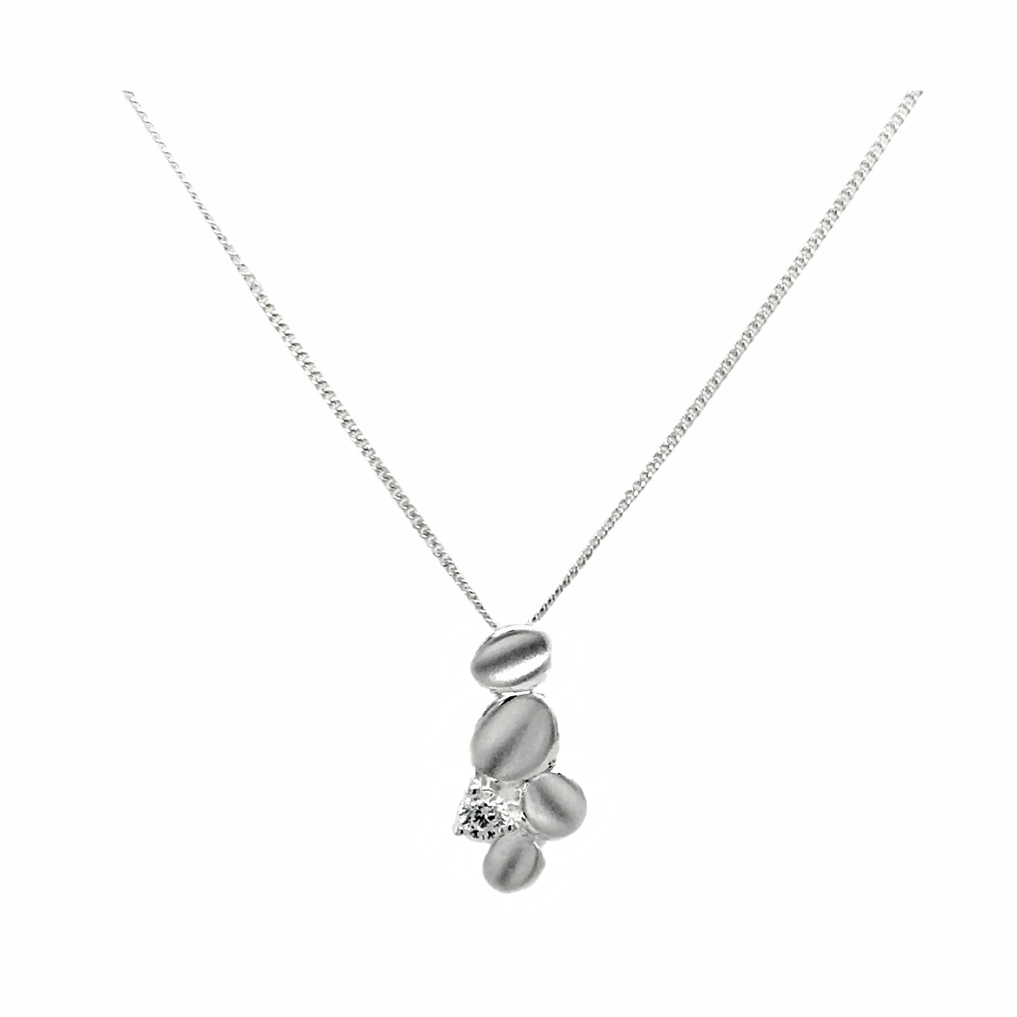 Silver Miro Zircon Pendant & Chain