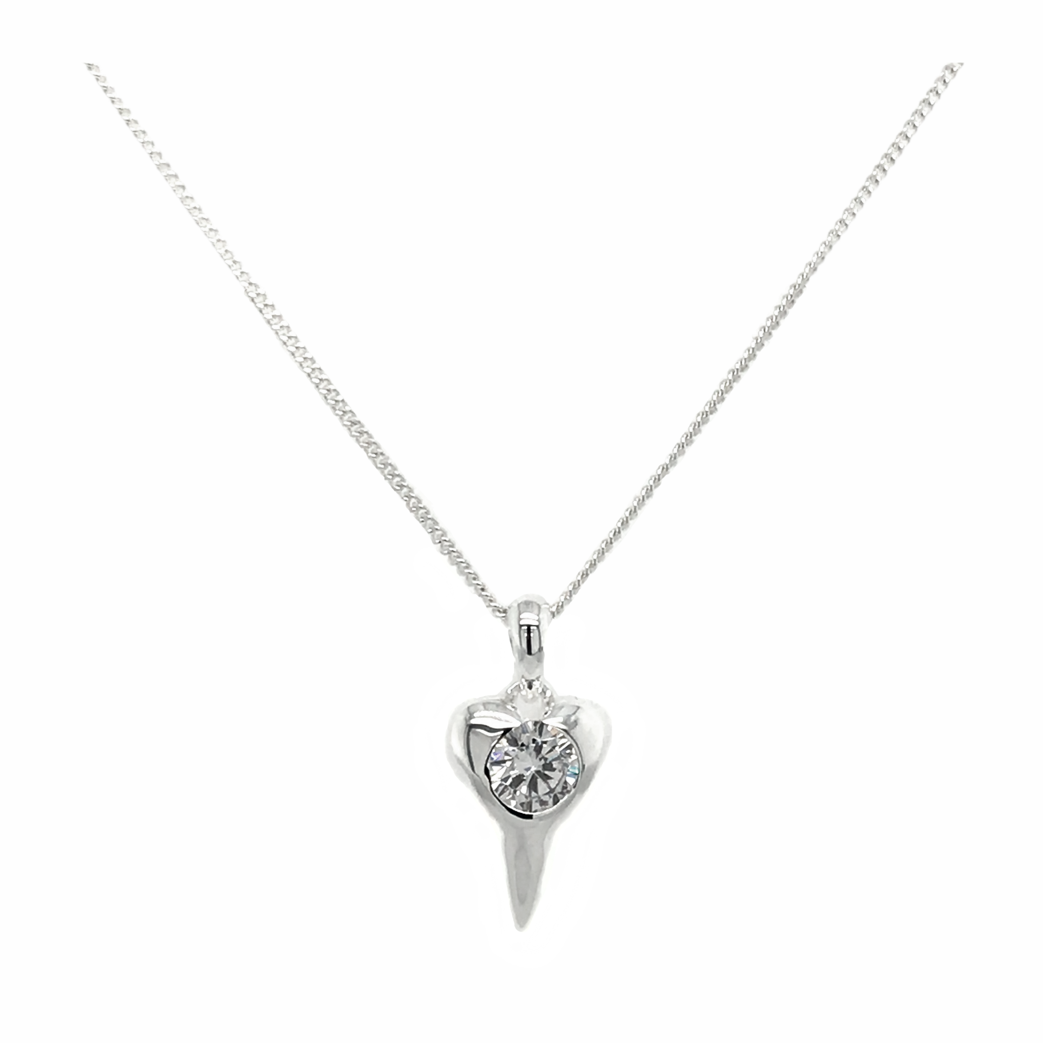 Silver Heart & CZ Pendant