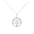 Silver CZ Tree in Disc Pendant on Chain