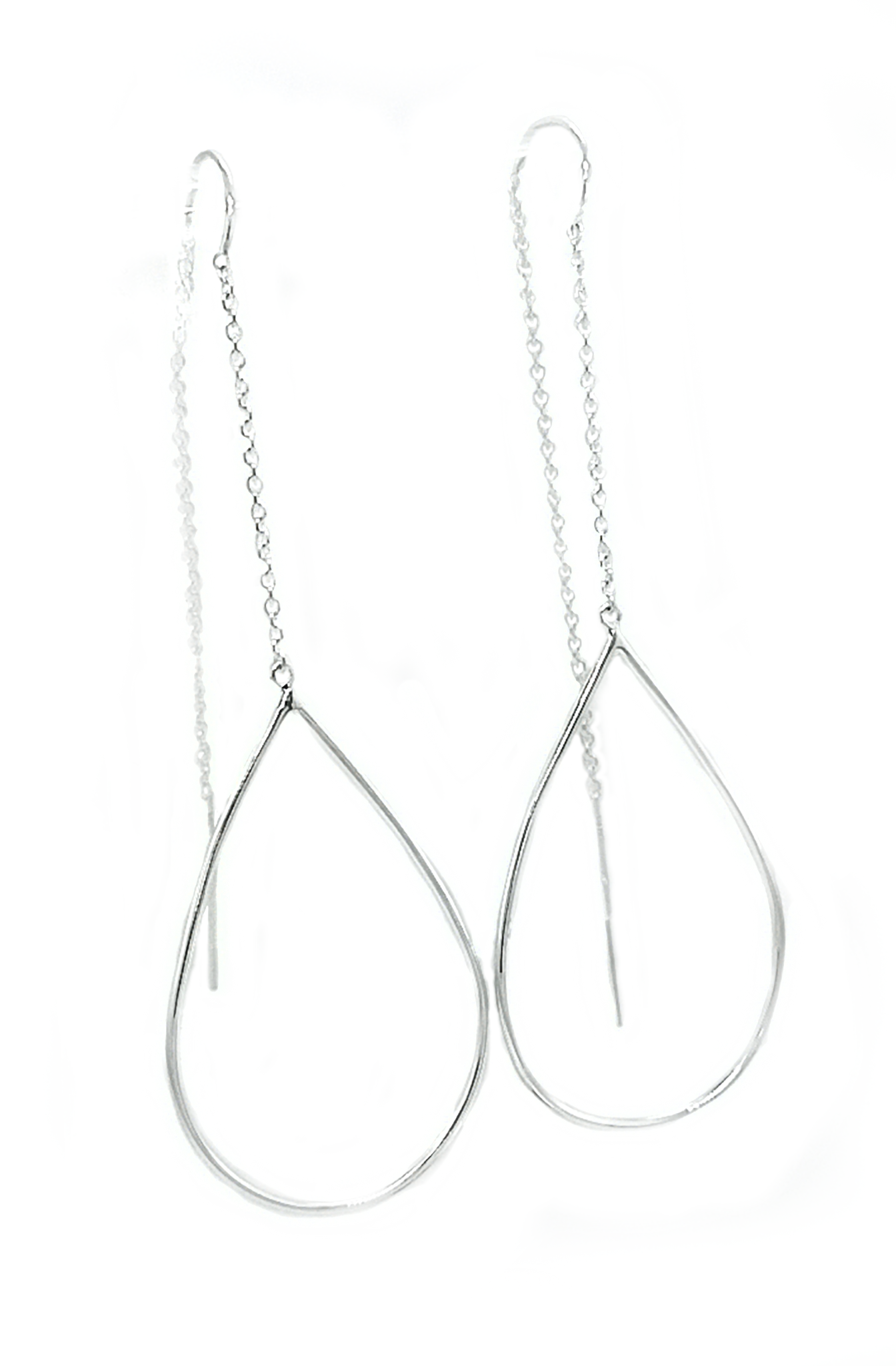 Silver Polished Bobbie Chain Threader Drop Earrings