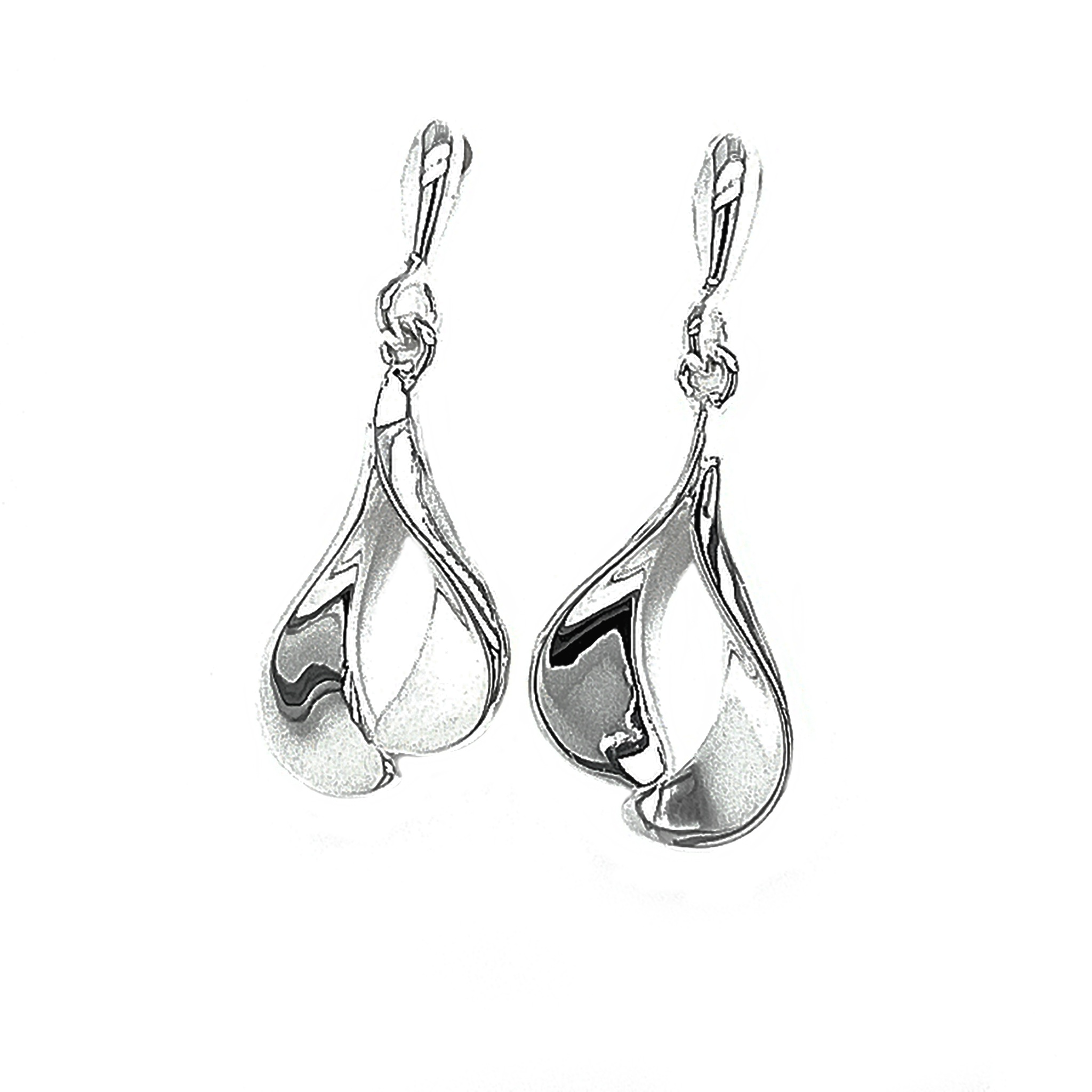 Silver Fucshia Drop Earrings
