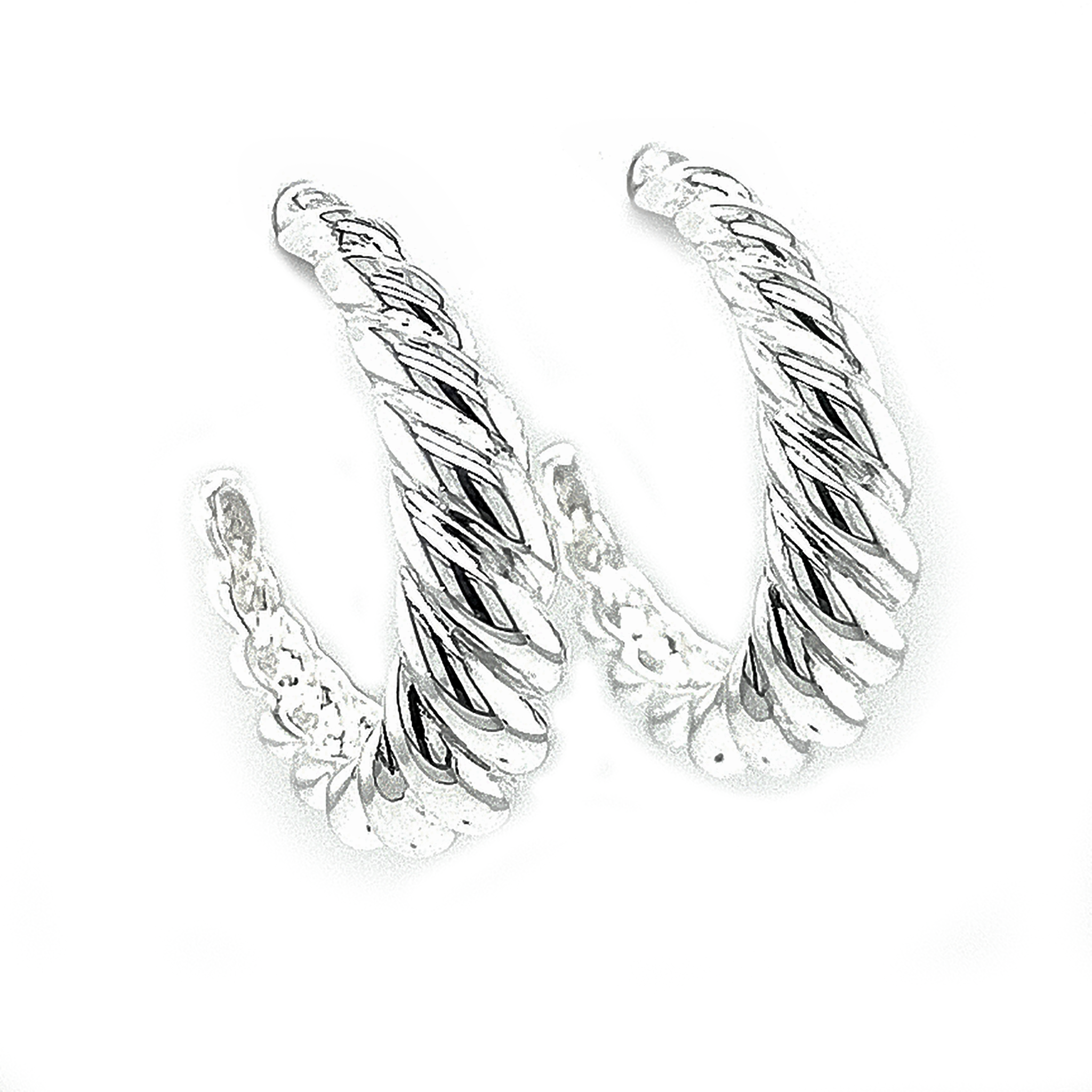 Silver Polished Twisted Hoop Earrings