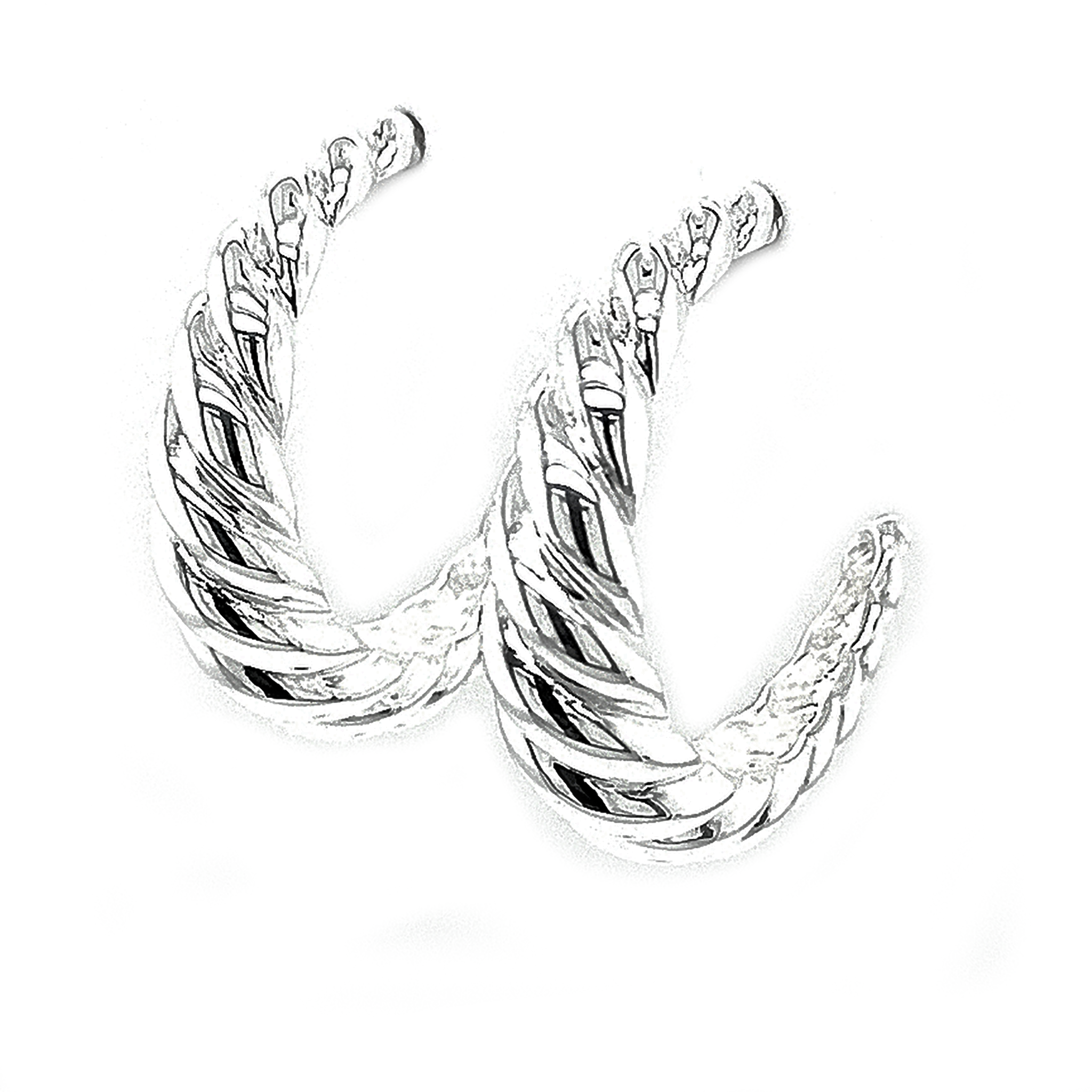 Silver Helical Hoop Earrings