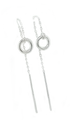Silver Round Wire Ring and Chain Threader Drop Earrings