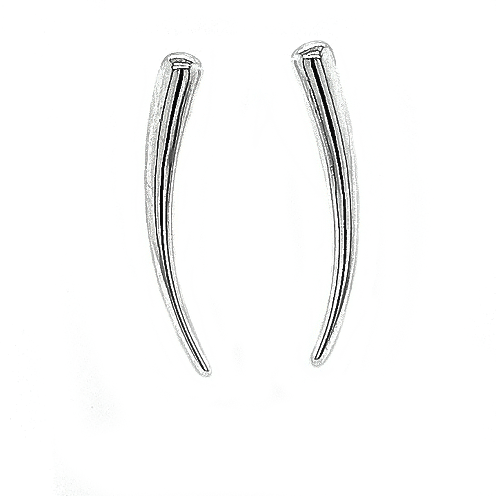 Silver Polished Tapered Tusk Shape Stud Earrings