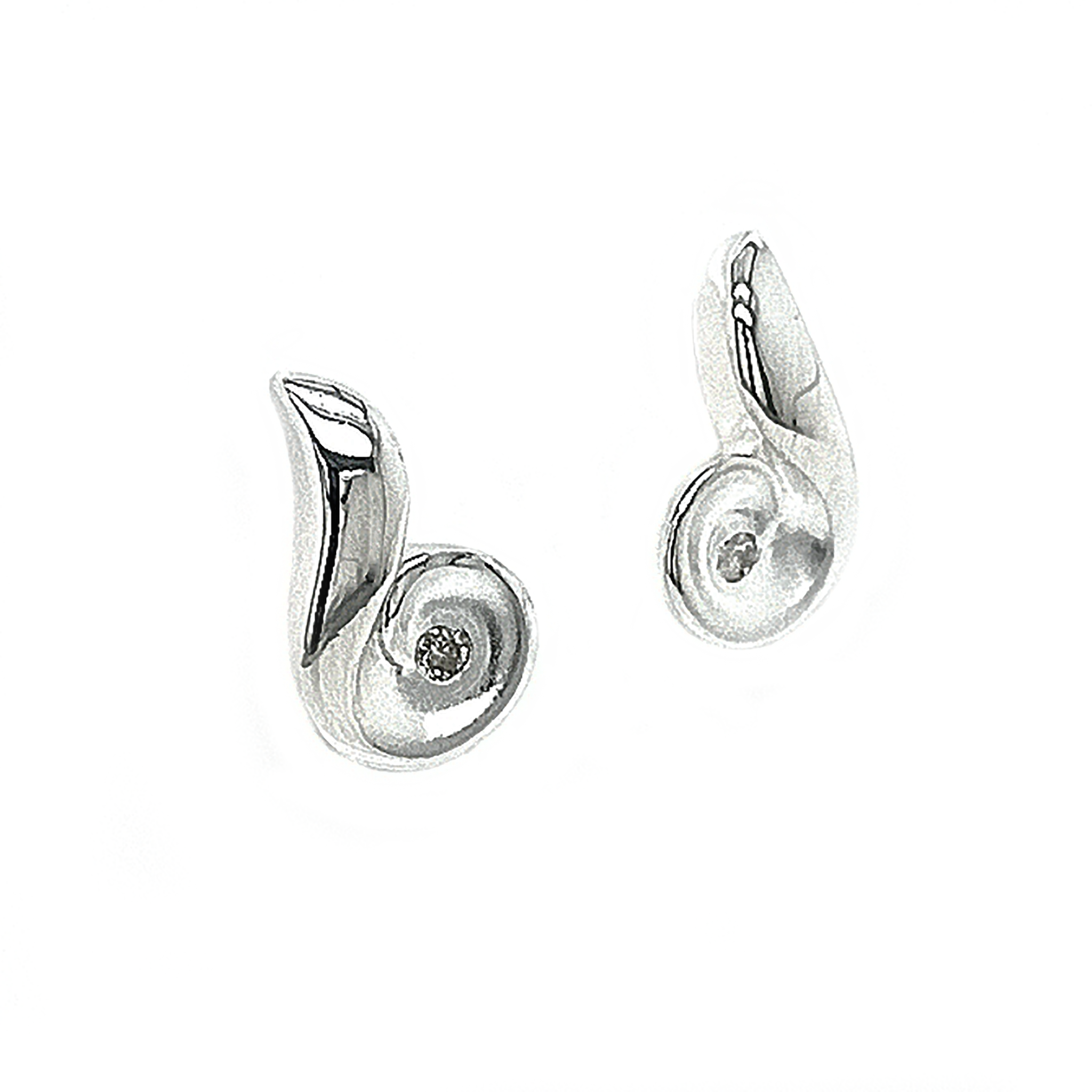 Silver Koru Diamond Stud Earrings