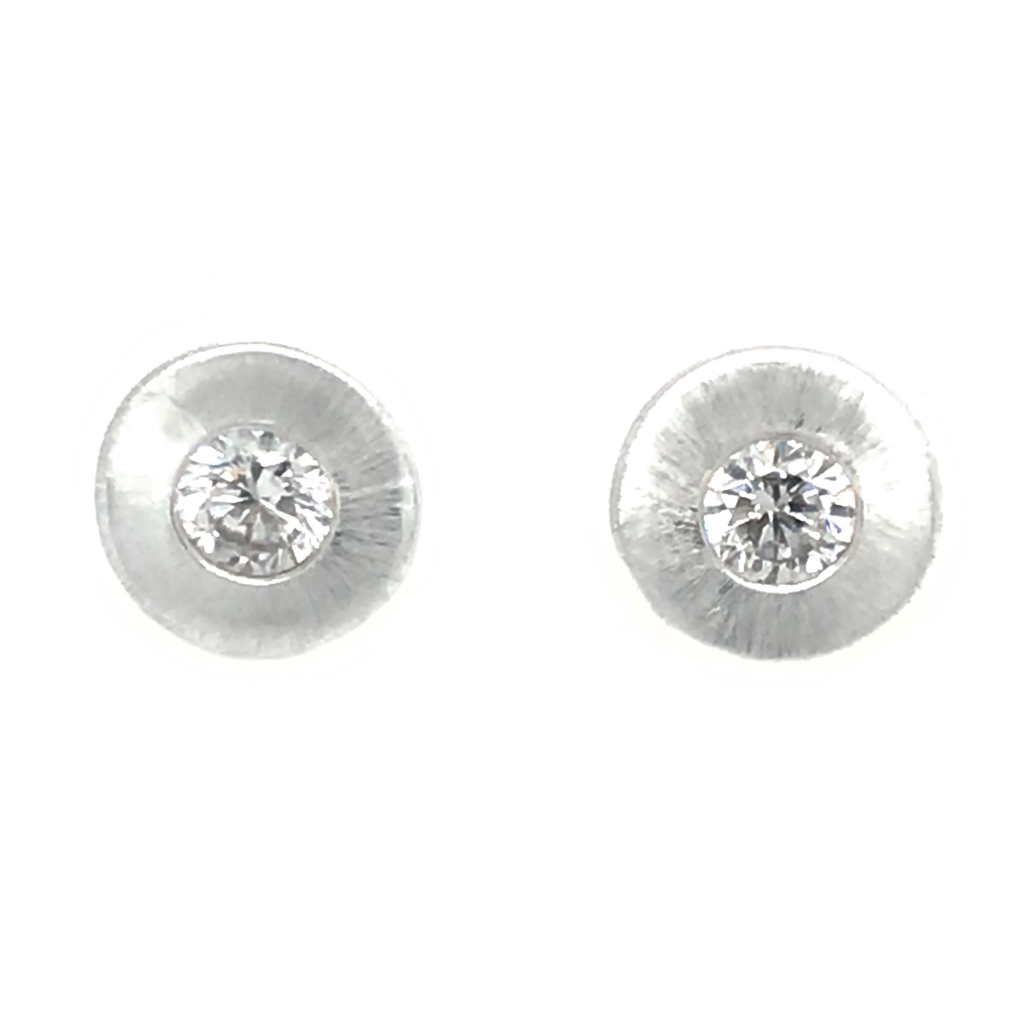 Silver Halo Zircon Stud Earrings