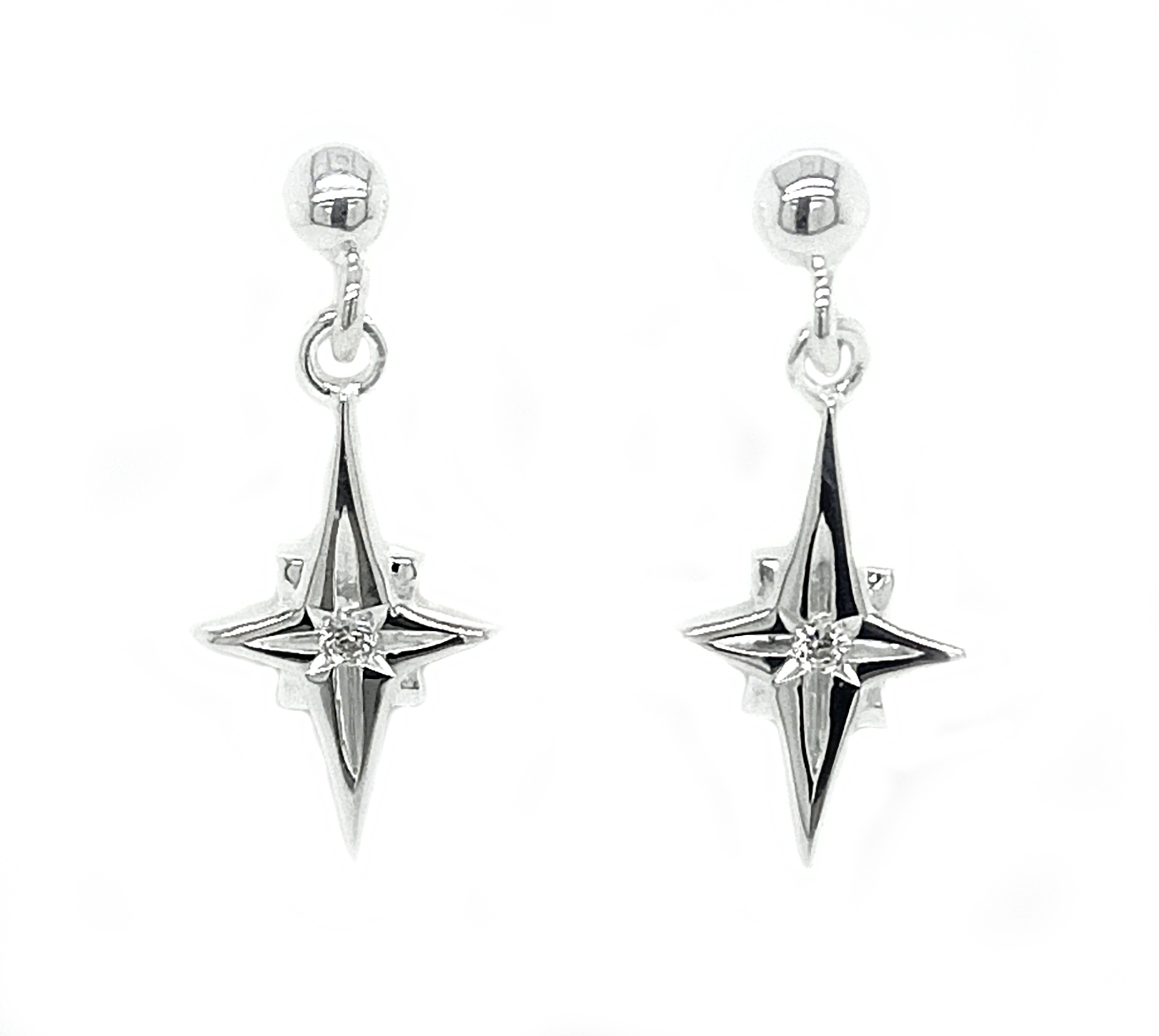 Silver Polaris Zircon Drop Earrings