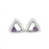 Silver Amethyst Triangular Stud Earrings