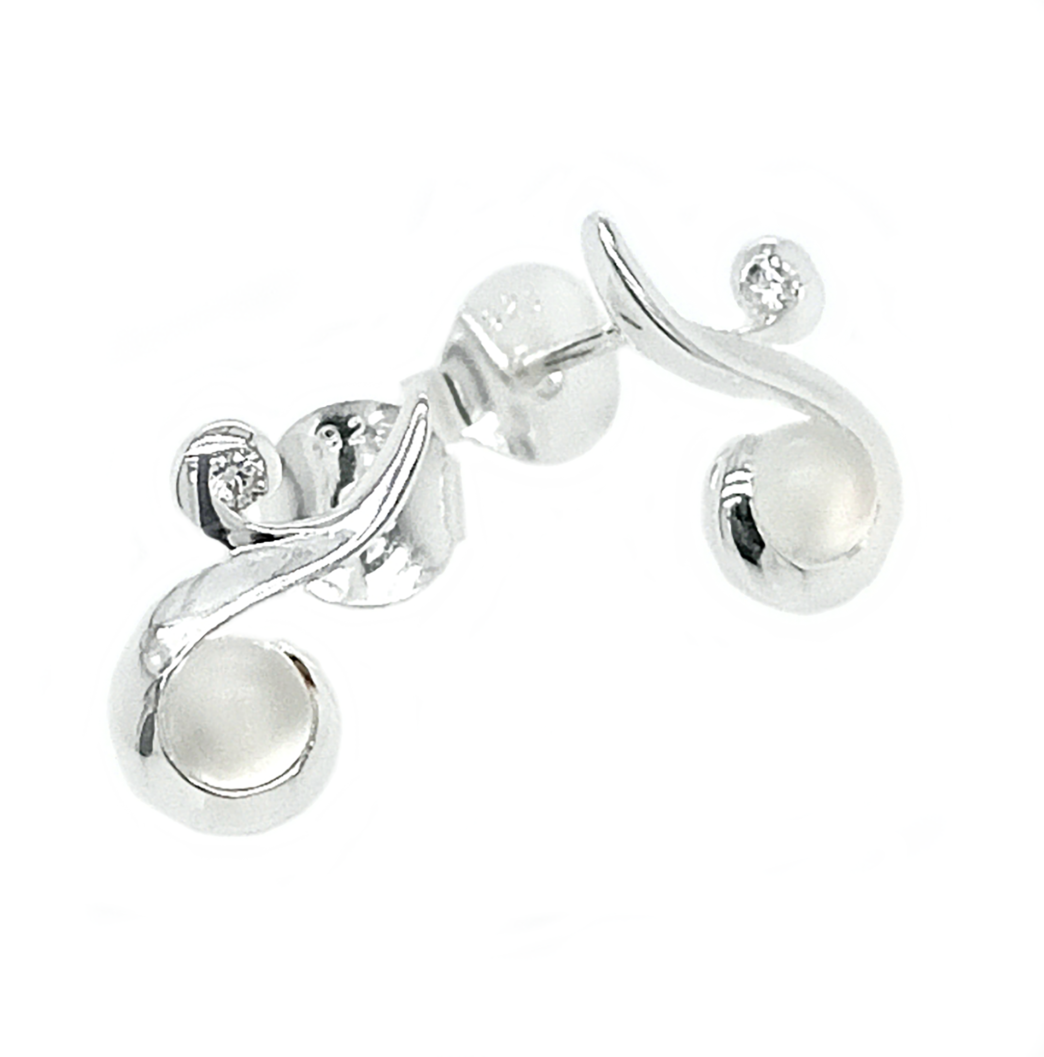 Silver Elara Moonstone & Zircon Stud Earrings