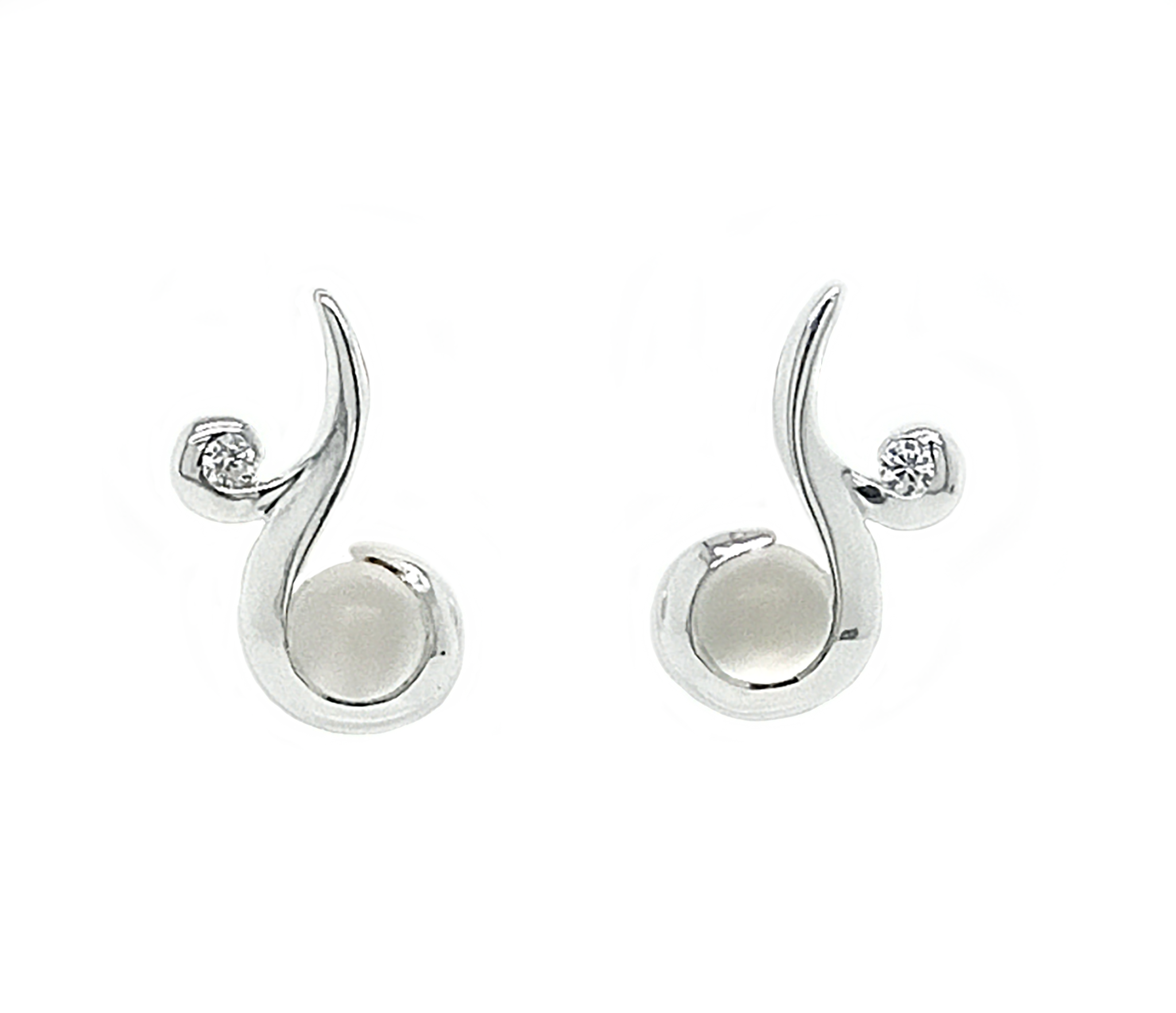 Silver Elara Moonstone & Zircon Stud Earrings
