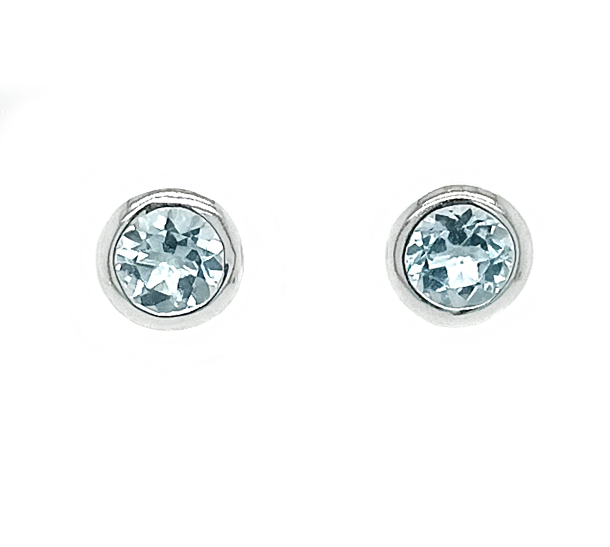 Silver Dottie Blue Topaz Stud Earrings