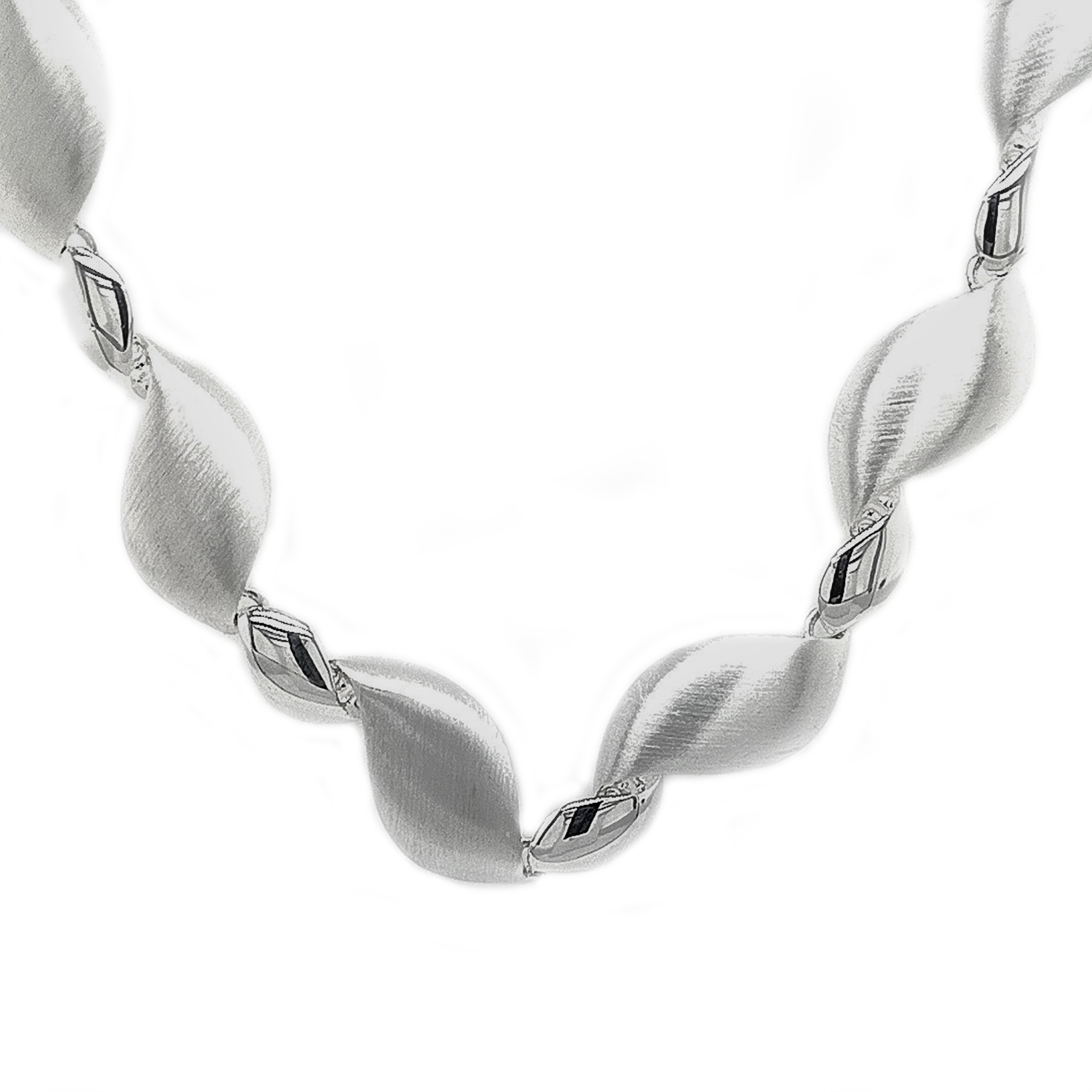 Silver Matt and Polished Wave Link Necklace