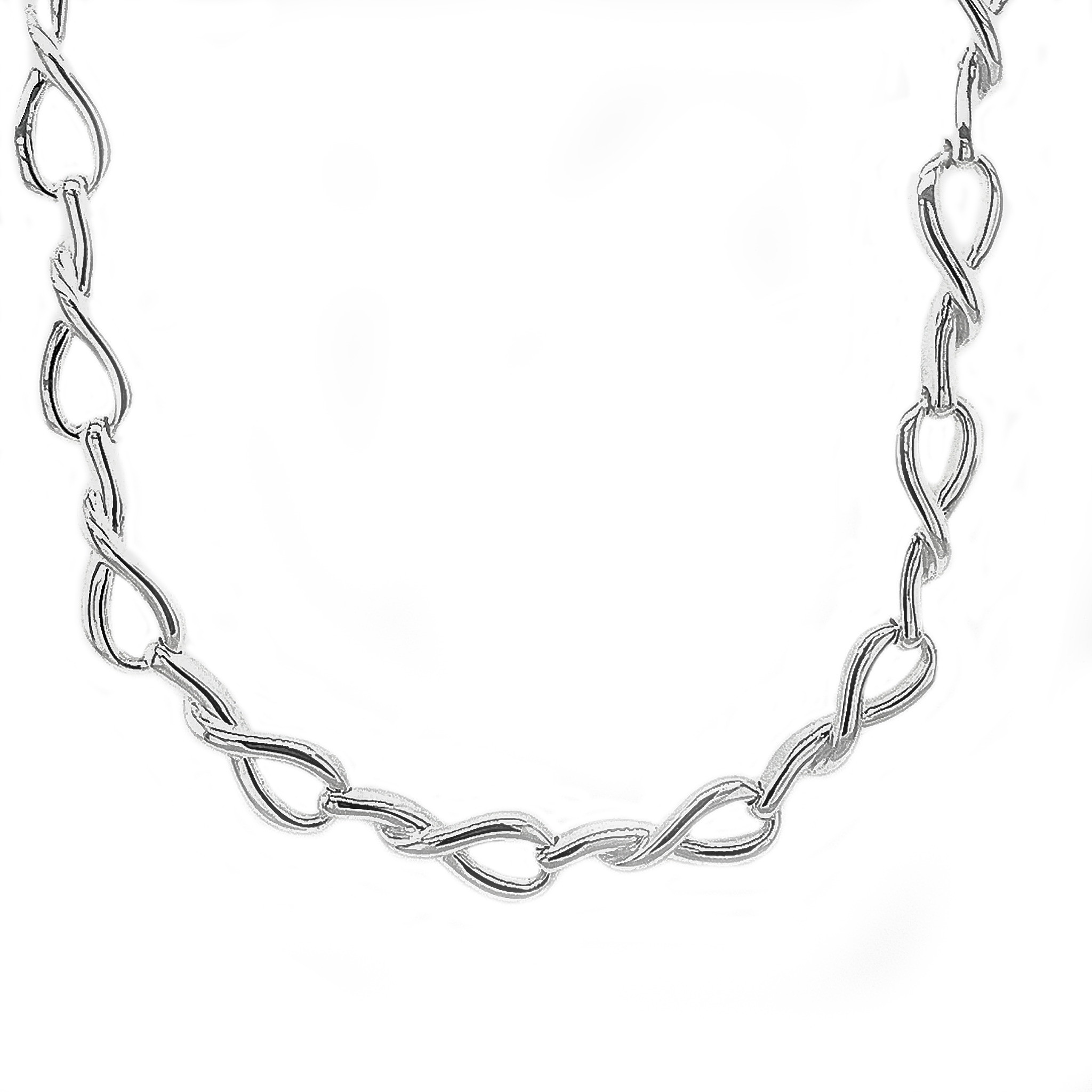 Silver Polish Twist Loop Link Collar