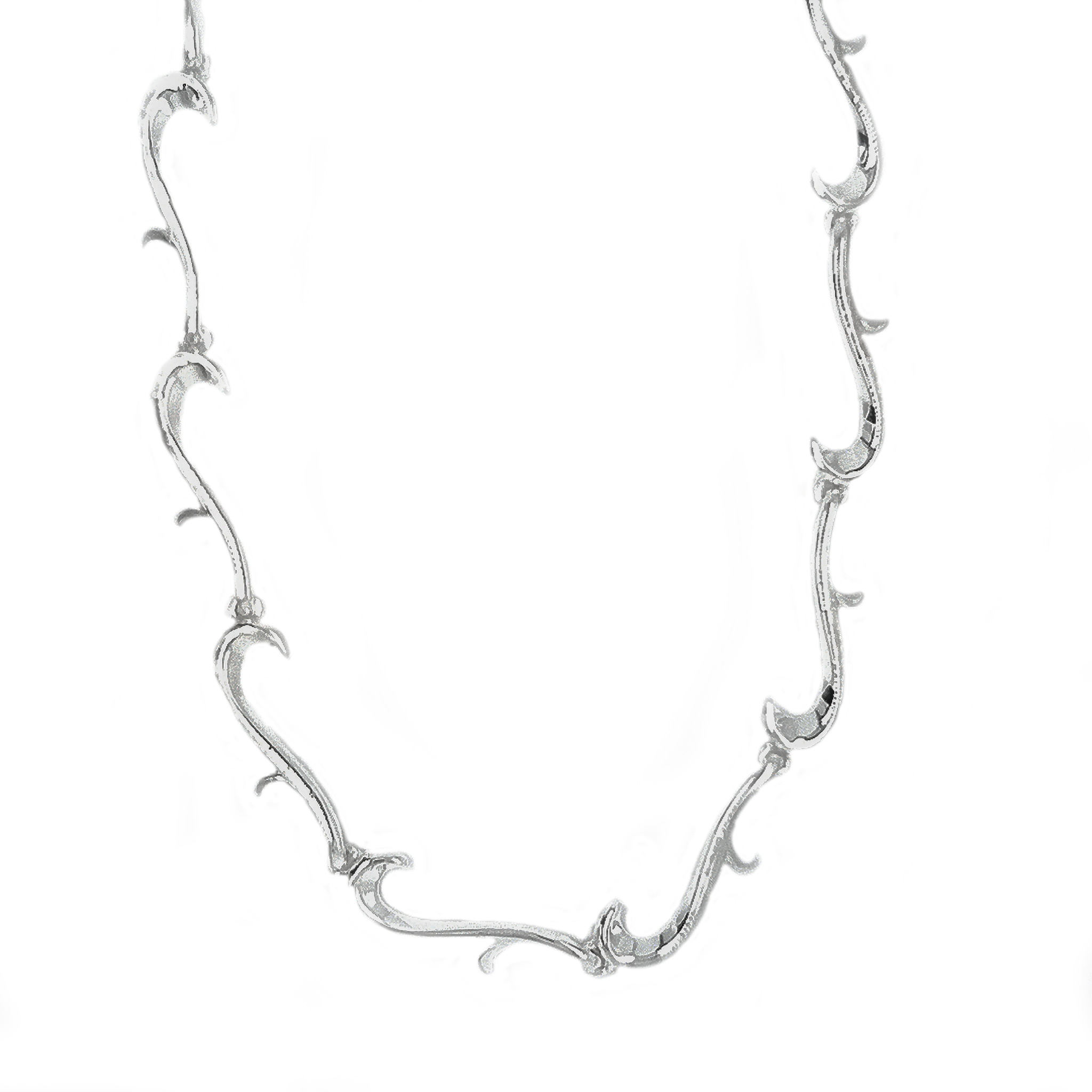 Silver Polished Tendril Link Necklace
