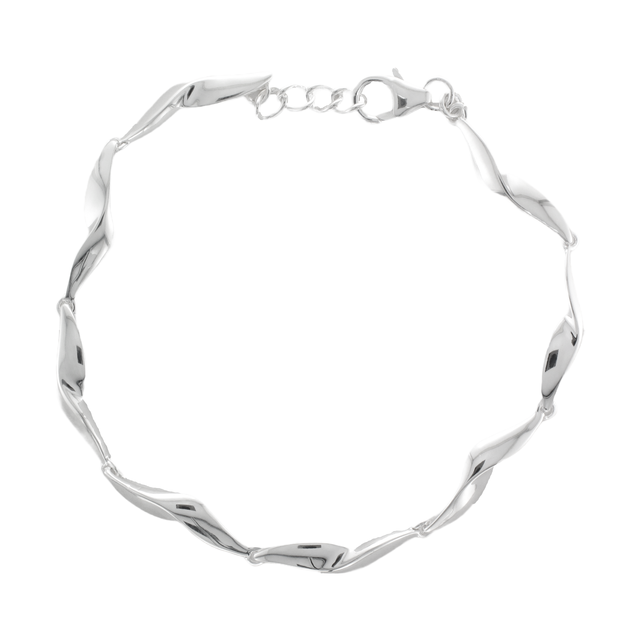 Silver wave link bracelet