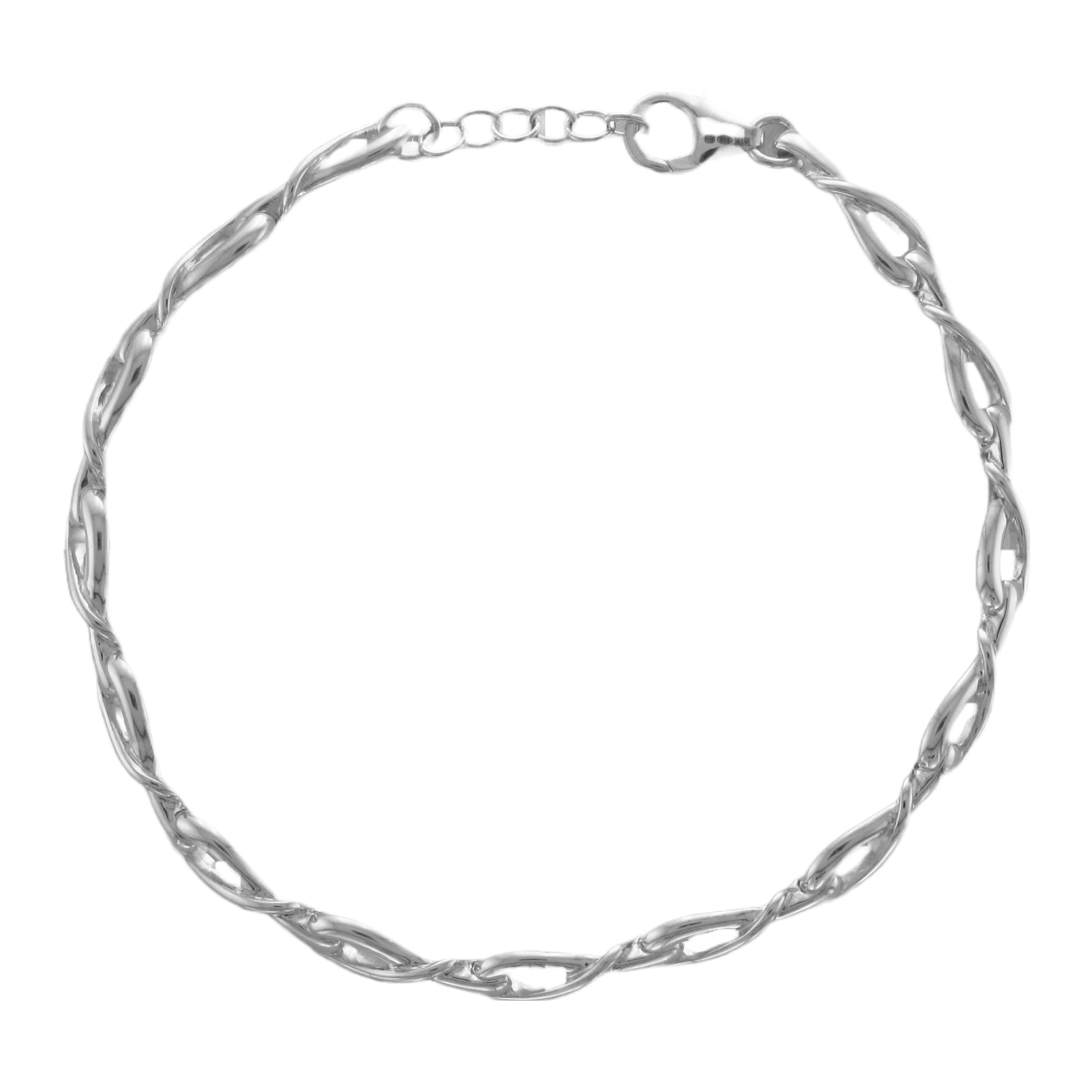Silver Polished Fine Twist Loop Bracelet