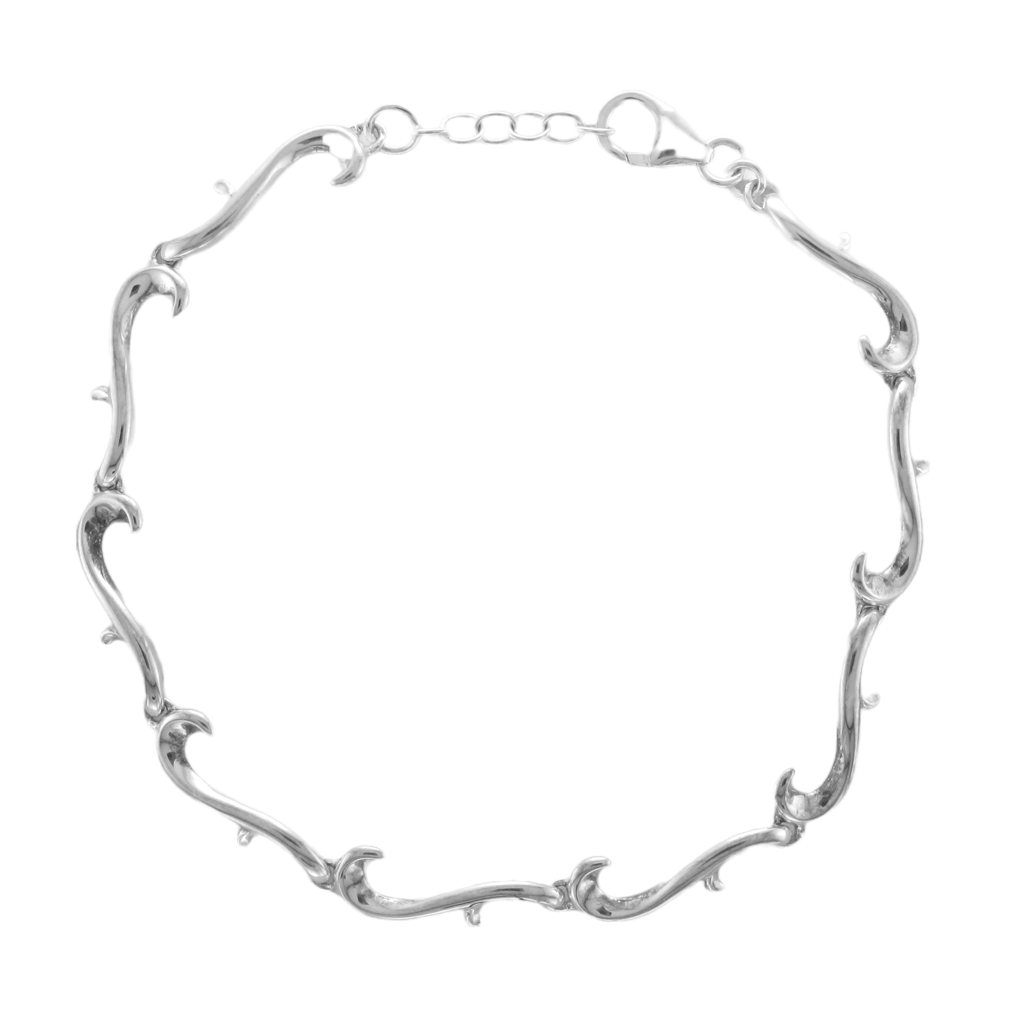 Silver Polished Tendril Link Bracelet