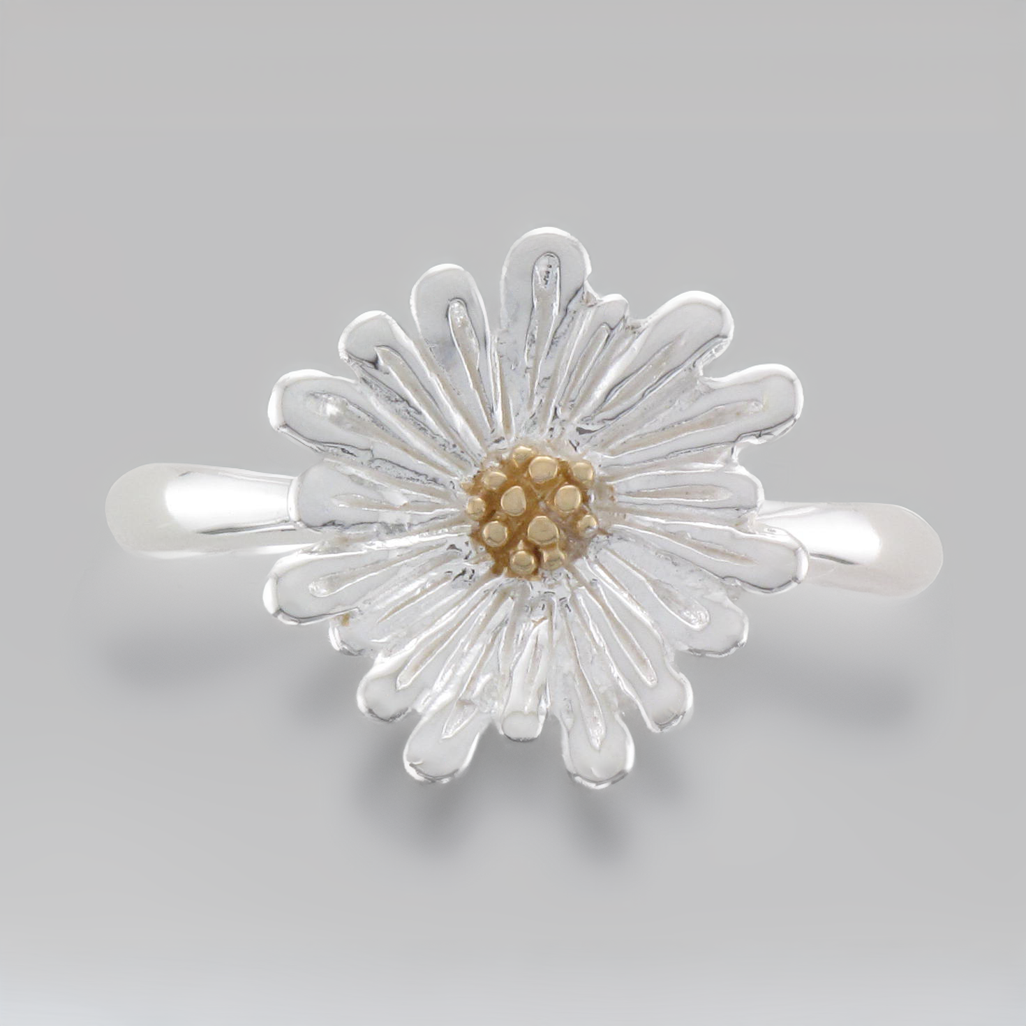 Silver Daisy Flower Ring