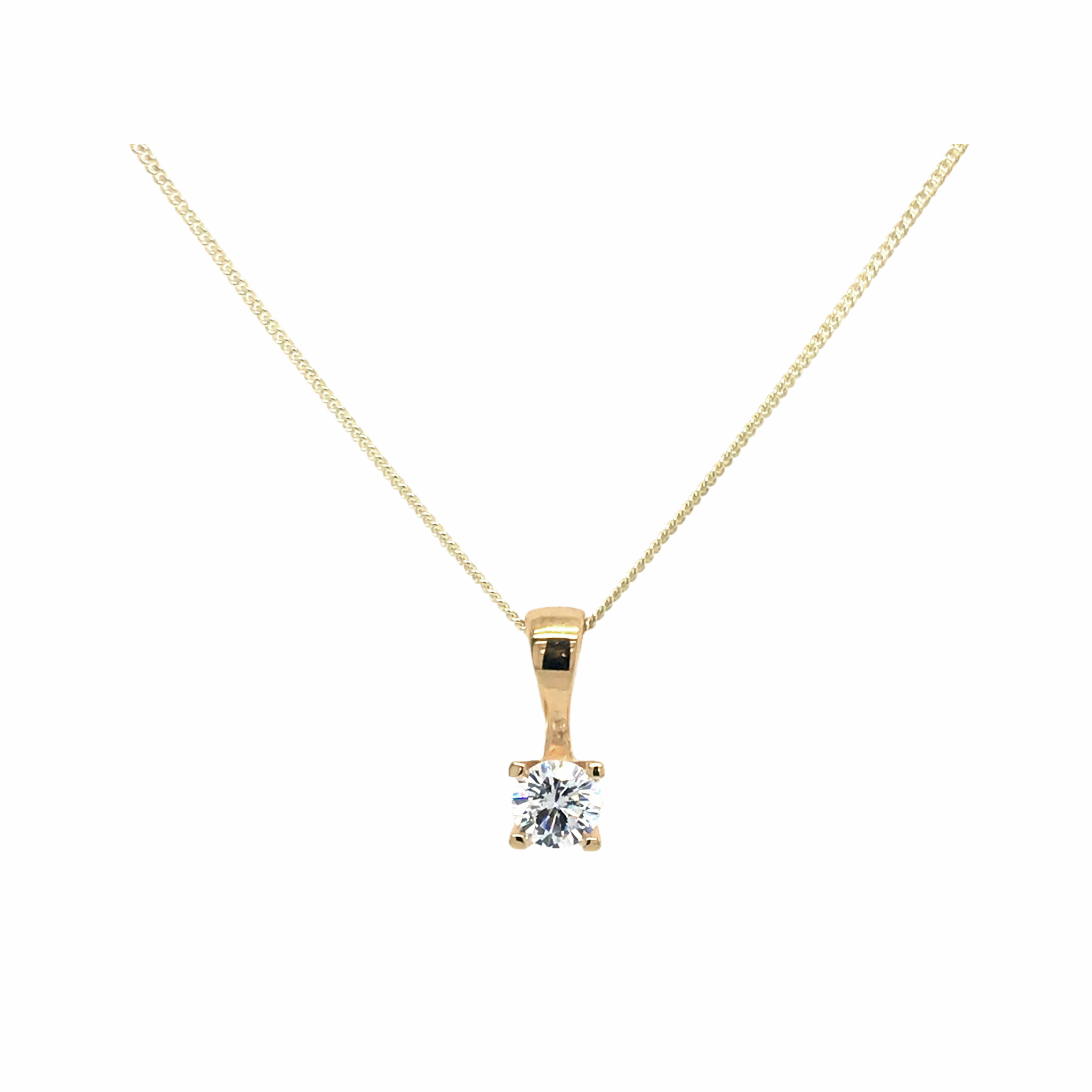 Silver Yellow Gold Plated CZ Pendant on Chain