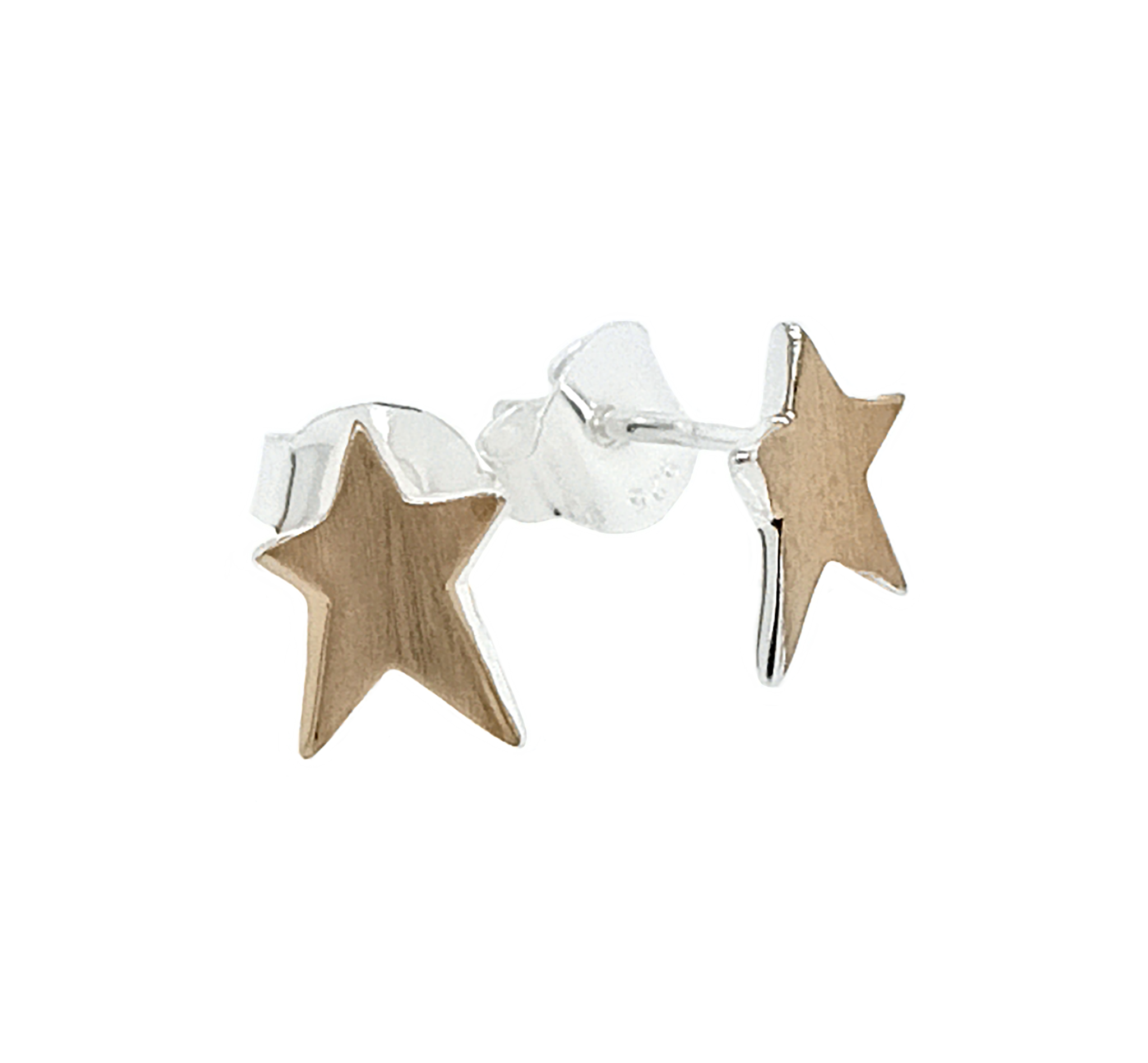 Silver Yellow Gold Plated Detail Stella Stud Earrings