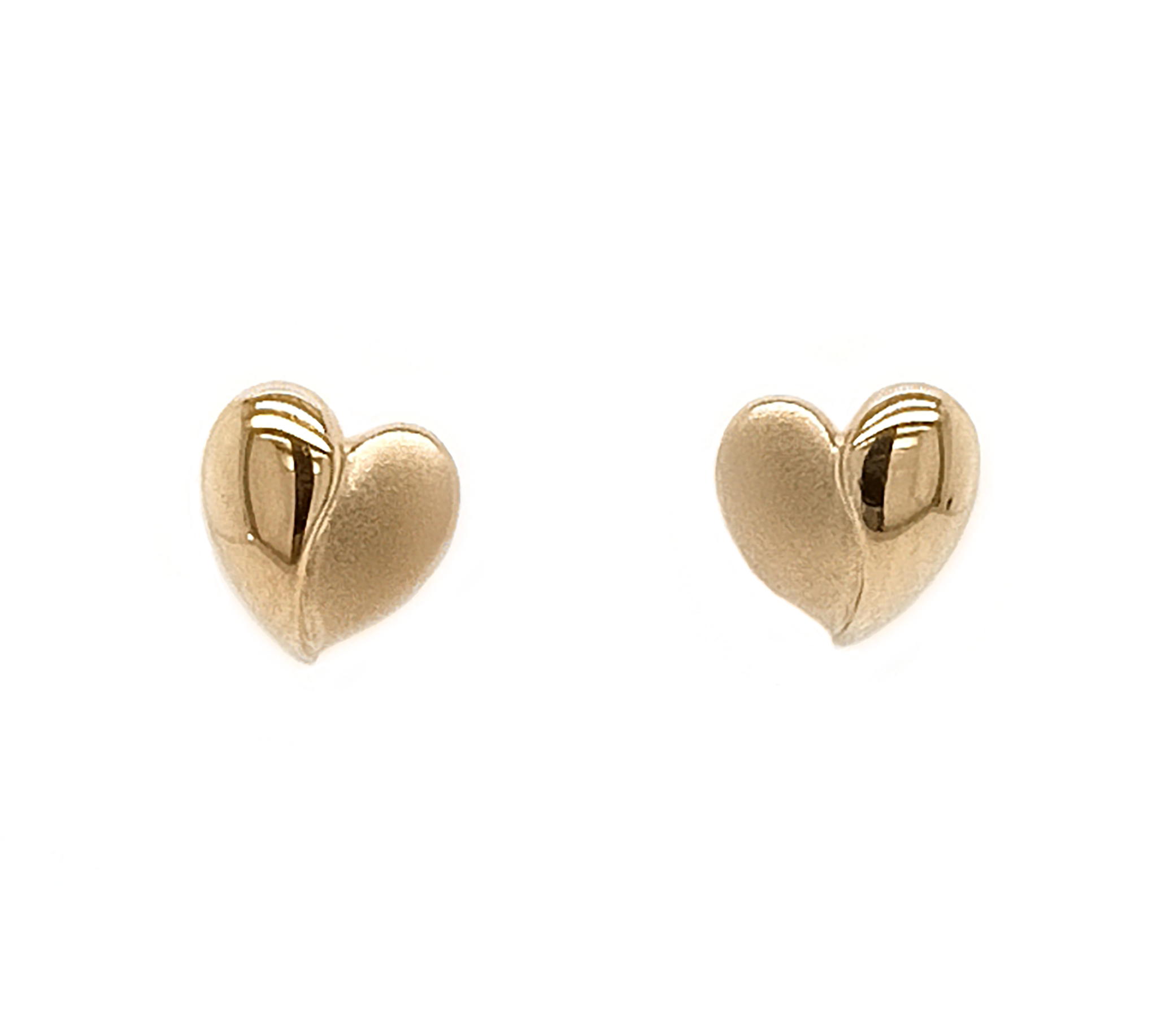 Silver Gold Plated Matt & Polish Heart Stud Earrings