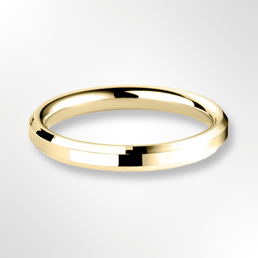 Classic Bevelled Edge Profile Wedding Ring Yellow Gold 2.5mm