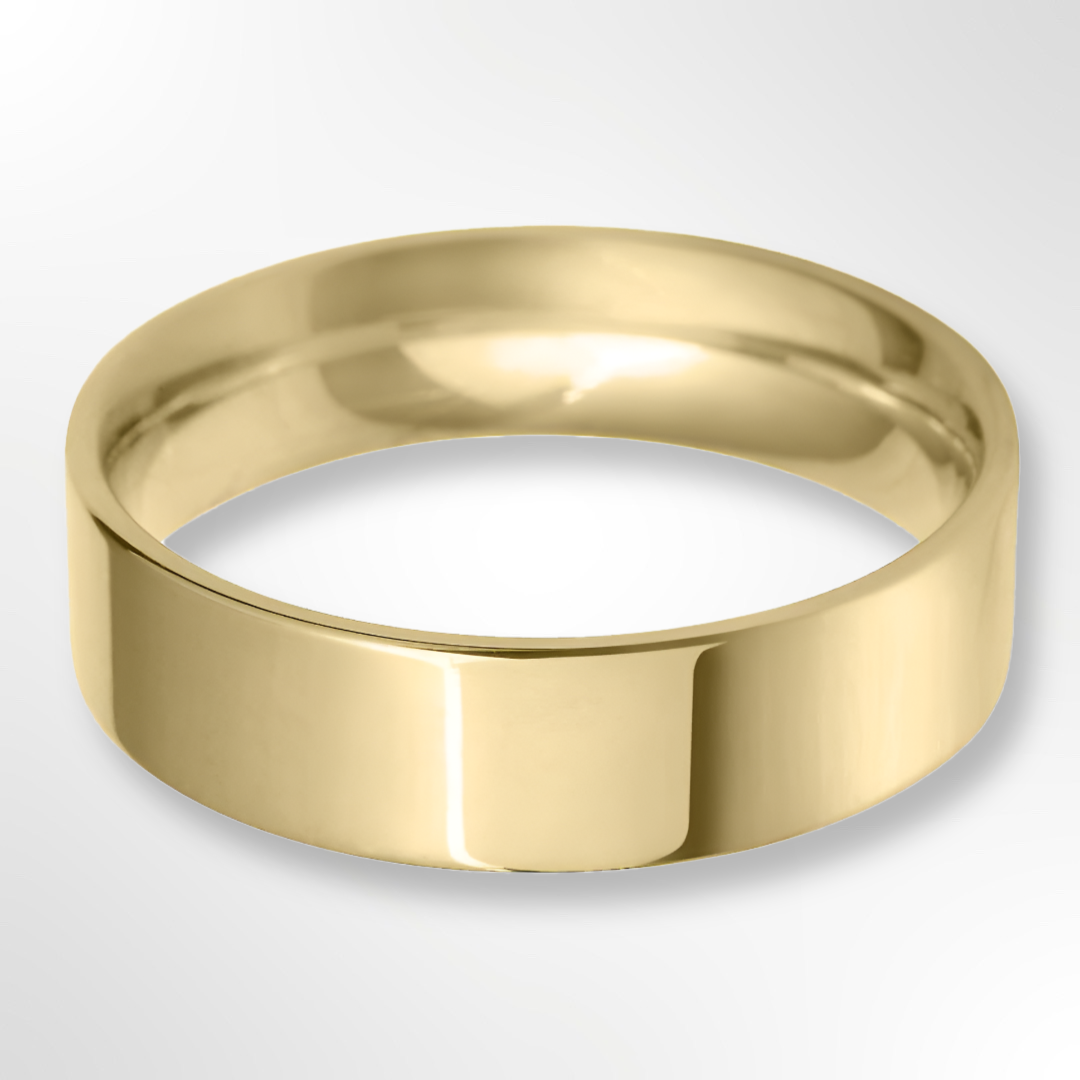 Classic Flat Court Wedding Ring Gold 6.0mm