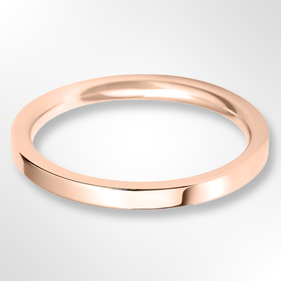Classic Flat Court Wedding Ring Rose Gold 2.0mm