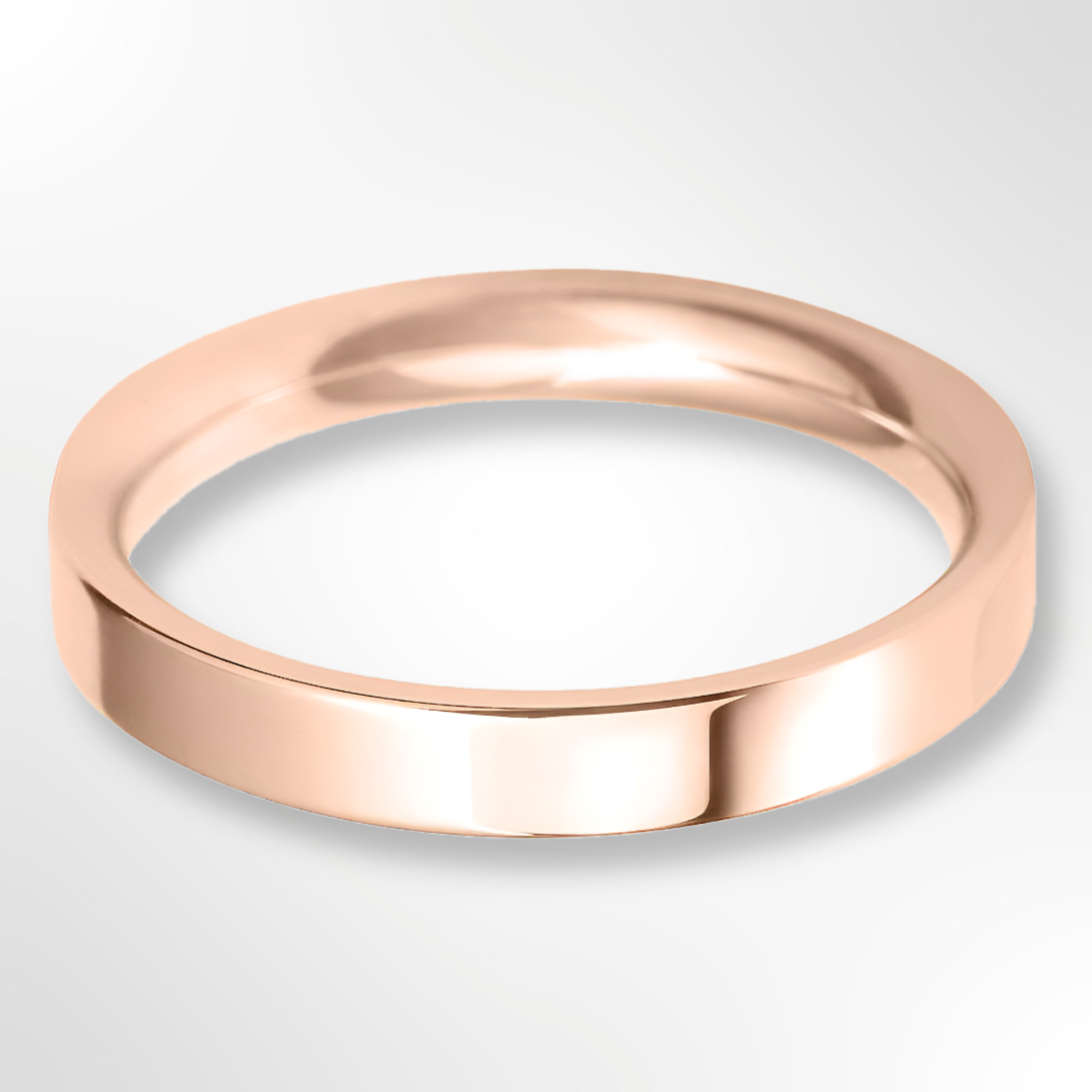 Classic Flat Court Wedding Ring Rose Gold 3.0mm