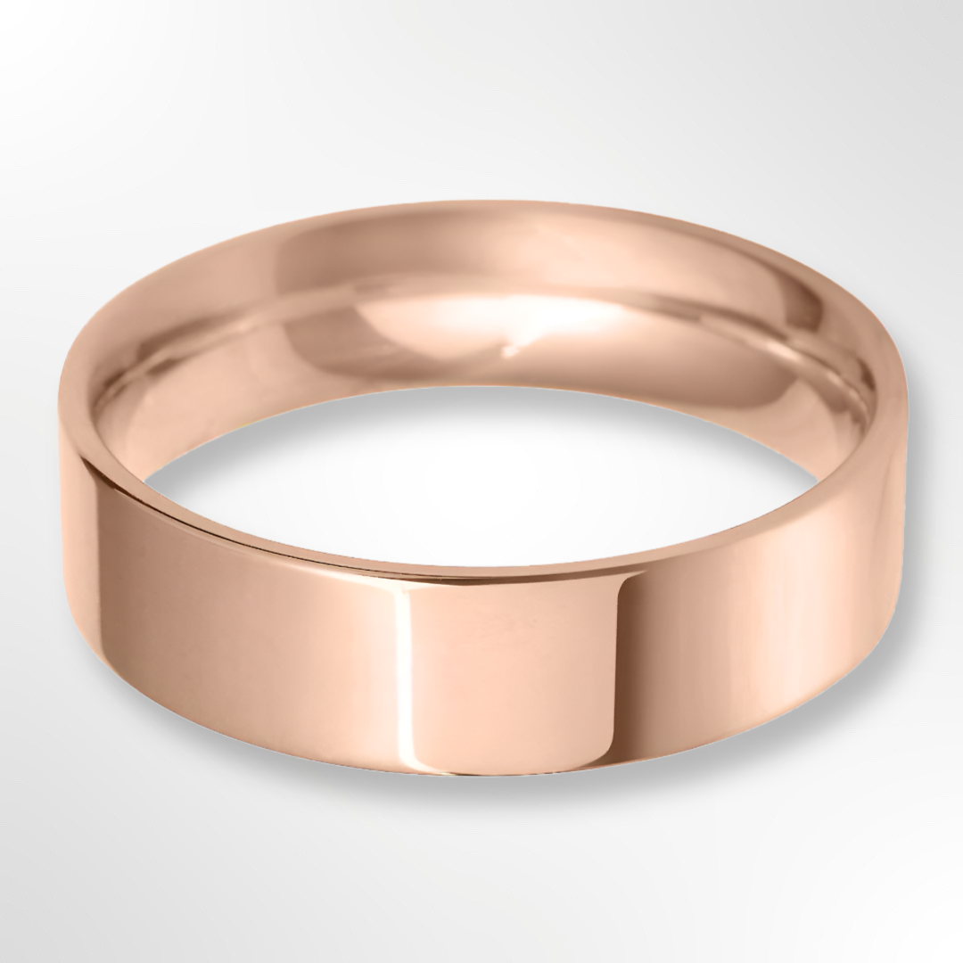 Classic Flat Court Wedding Ring Rose Gold 6.0mm
