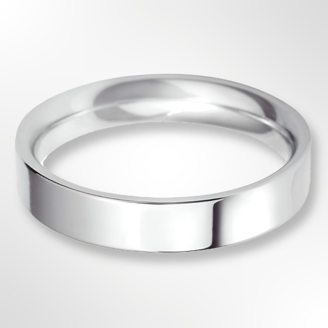 Classic Flat Court Wedding Ring White Gold 4.0mm