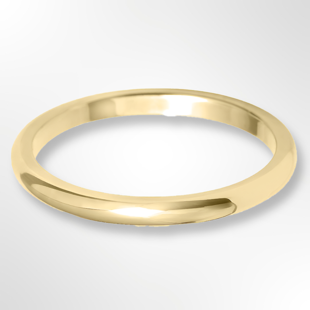 D Shape Wedding Ring Yellow Gold 2.0mm