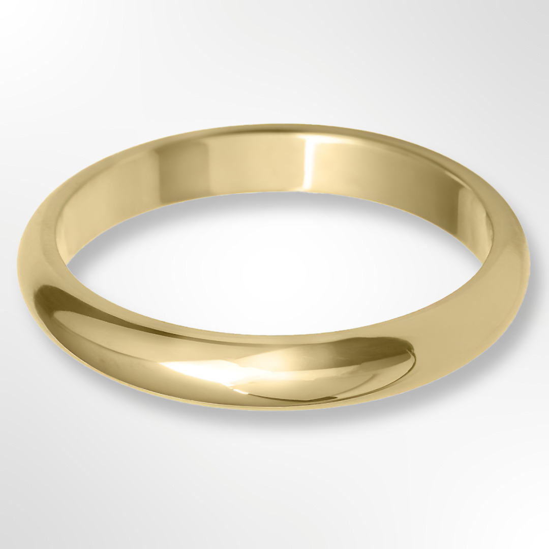 D Shape Wedding Ring Yellow Gold 3.0mm