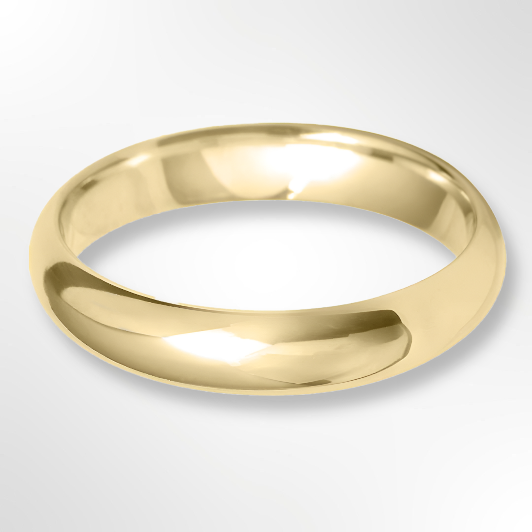 D Shape Wedding Ring Yellow Gold 4.0mm