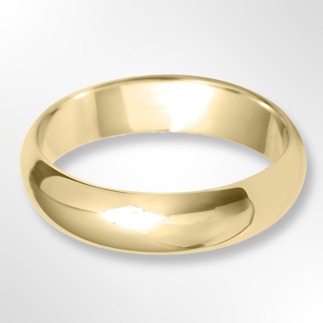 D Shape Wedding Ring Yellow Gold 5.0mm