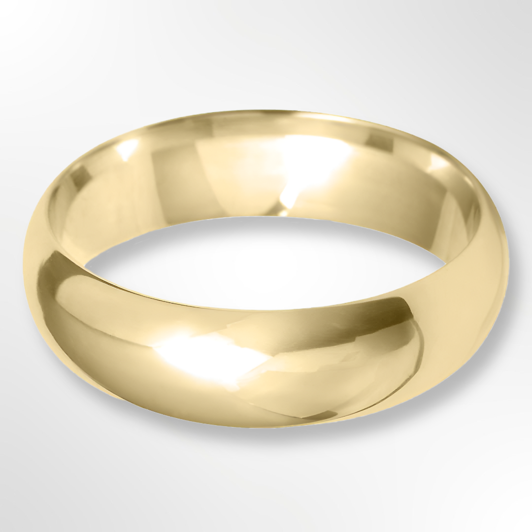 D Shape Wedding Ring Yellow Gold 6.0mm