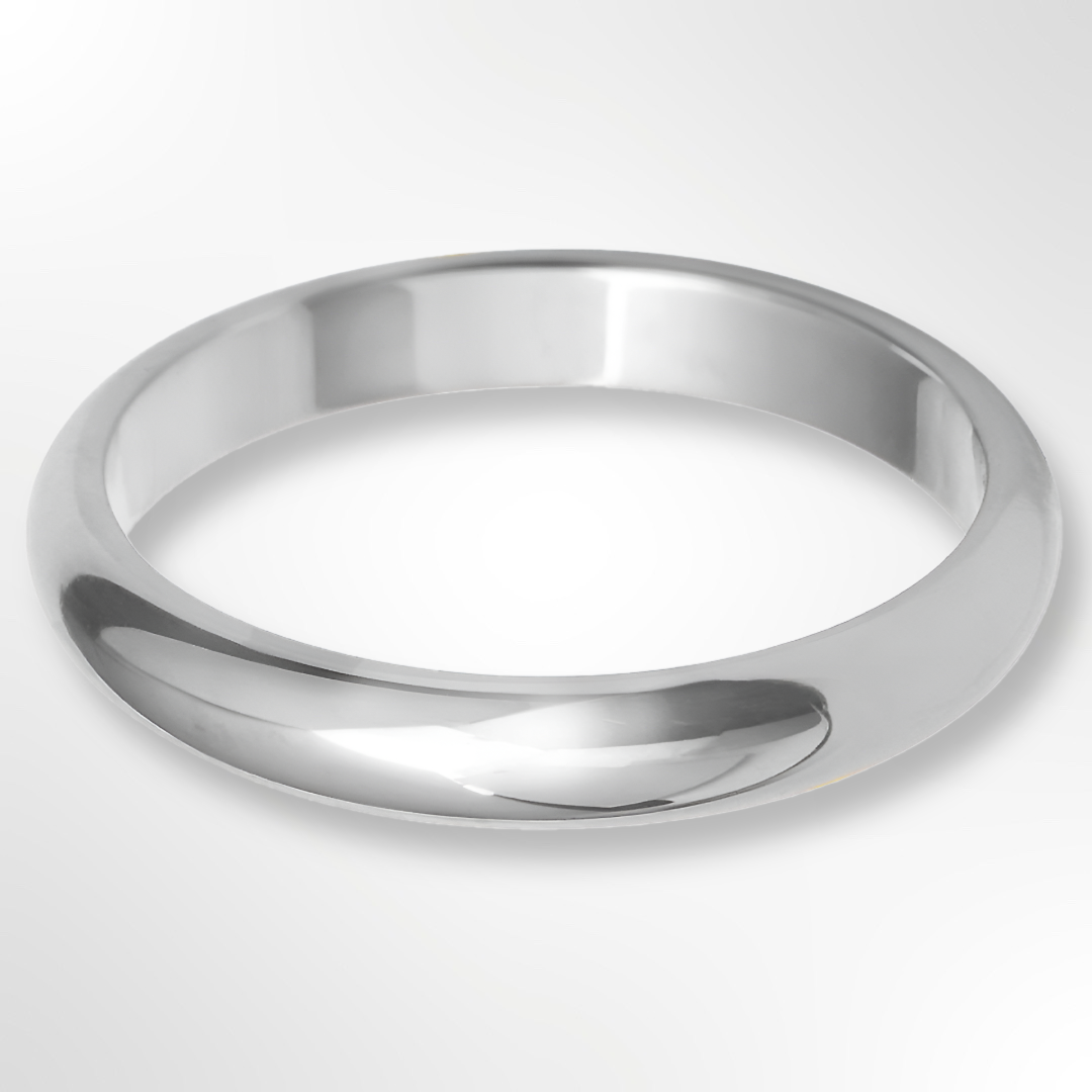 D Shape Wedding Ring Platinum 3.0mm