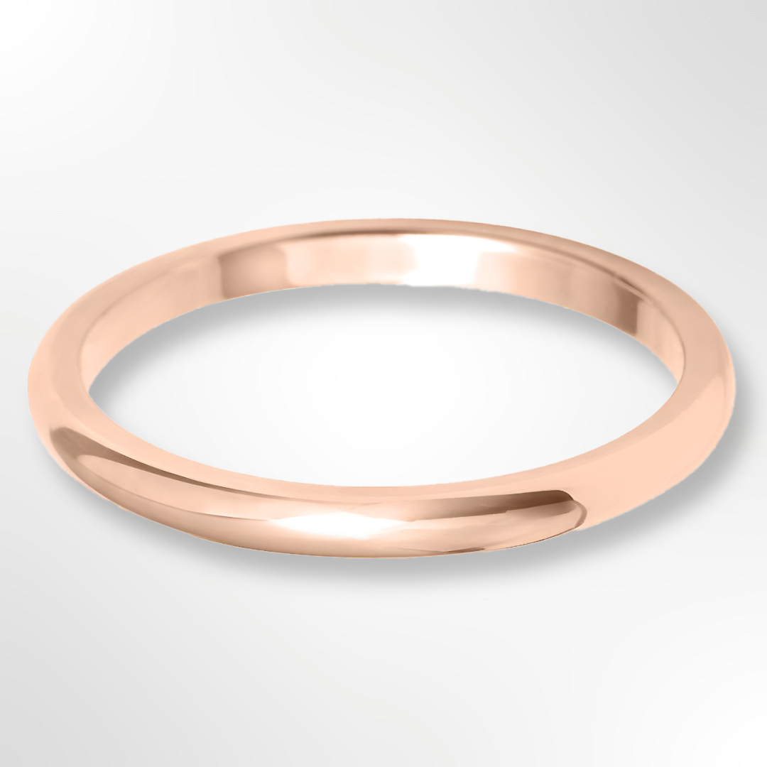 D Shape Wedding Ring Rose Gold 2.0mm