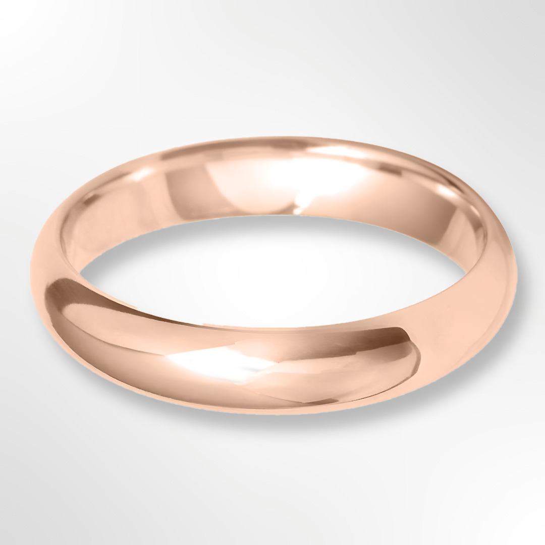 D Shape Wedding Ring Rose Gold 4.0mm