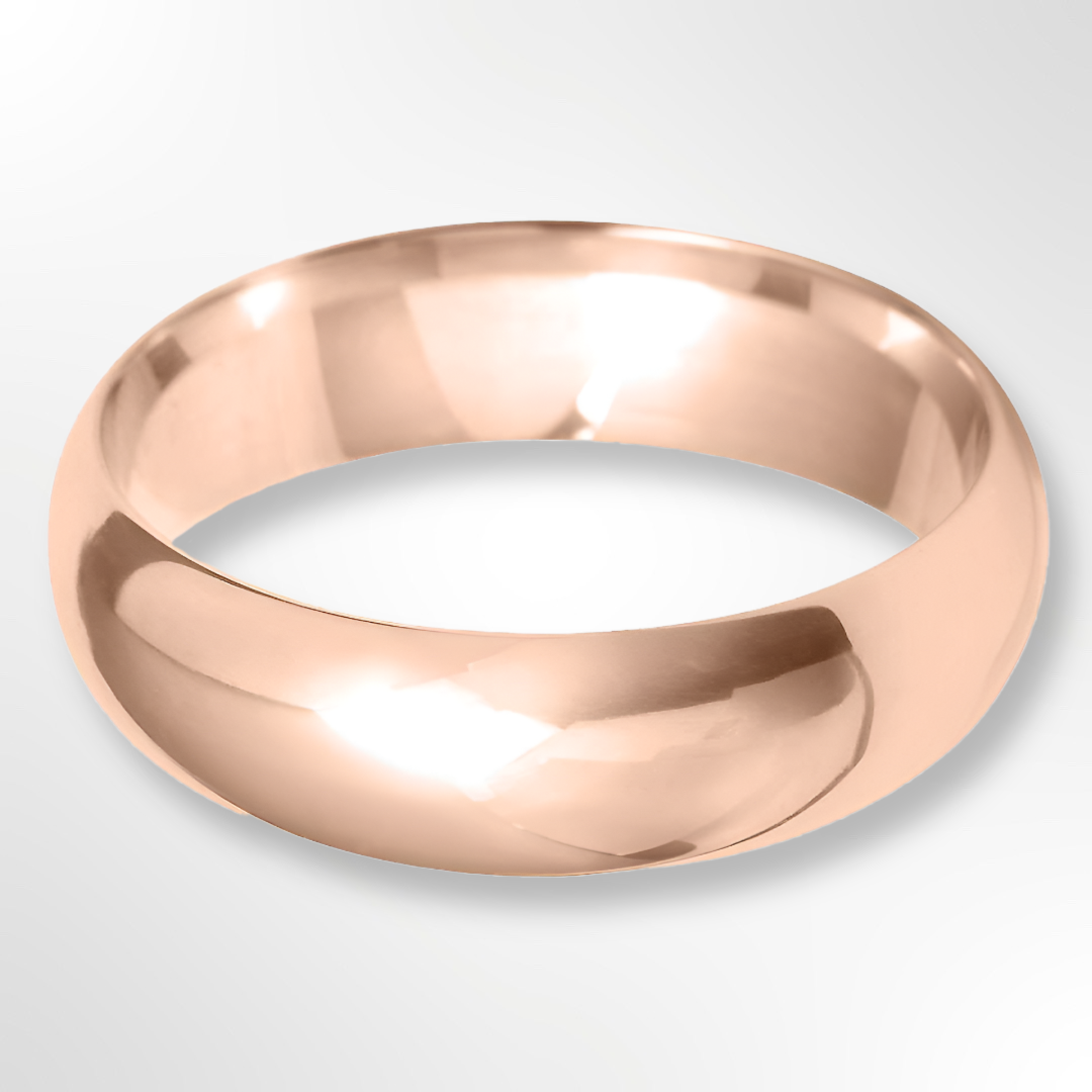 D Shape Wedding Ring Rose Gold 6.0mm