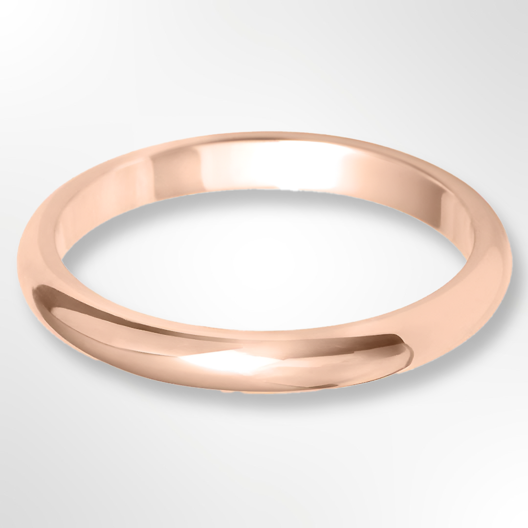 D Shape Wedding Ring Rose Gold 2.5mm